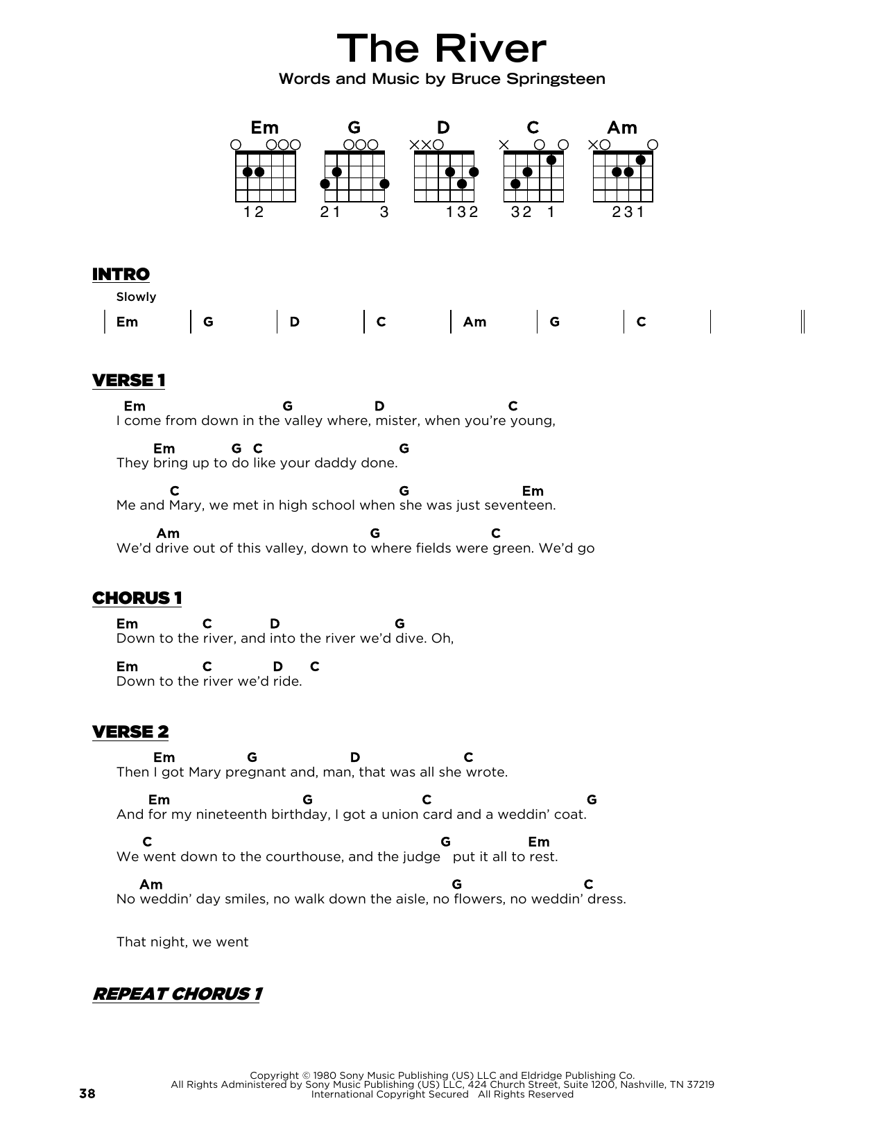 Bruce Springsteen The River Sheet Music Notes & Chords for Really Easy Guitar - Download or Print PDF Bruce Springsteen The River Sheet Music Notes & Chords for Really Easy Guitar - Download or Print PDF