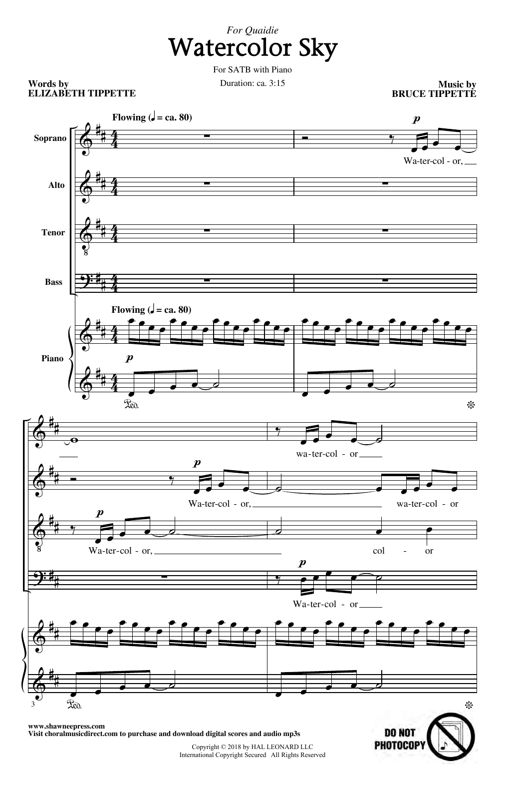 Bruce Tippette & Elizabeth Tippette Watercolor Sky Sheet Music Notes & Chords for SATB Choir - Download or Print PDF Bruce Tippette & Elizabeth Tippette Watercolor Sky Sheet Music Notes & Chords for SATB Choir - Download or Print PDF