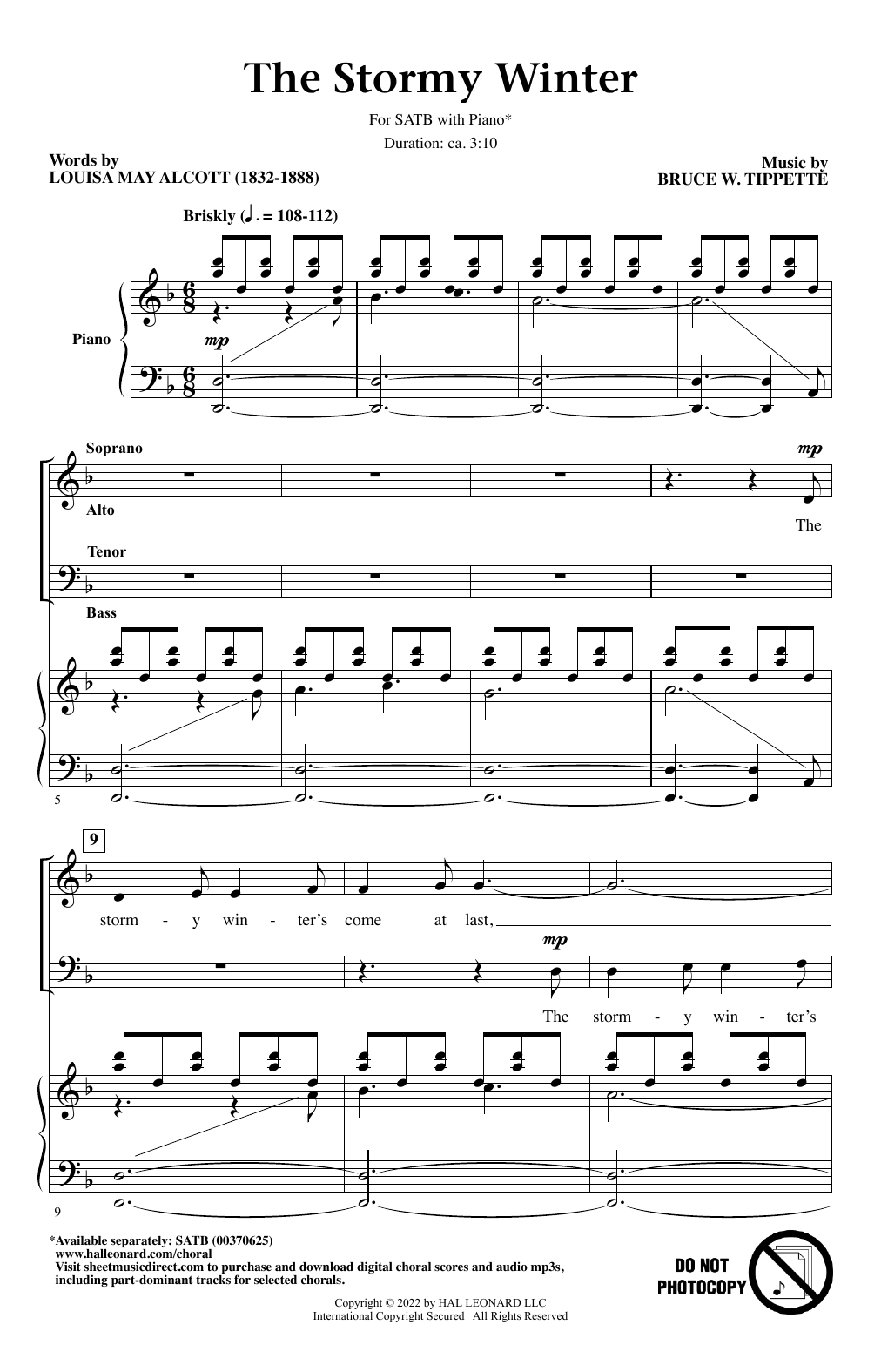 Bruce W. Tippette The Stormy Winter Sheet Music Notes & Chords for SATB Choir - Download or Print PDF