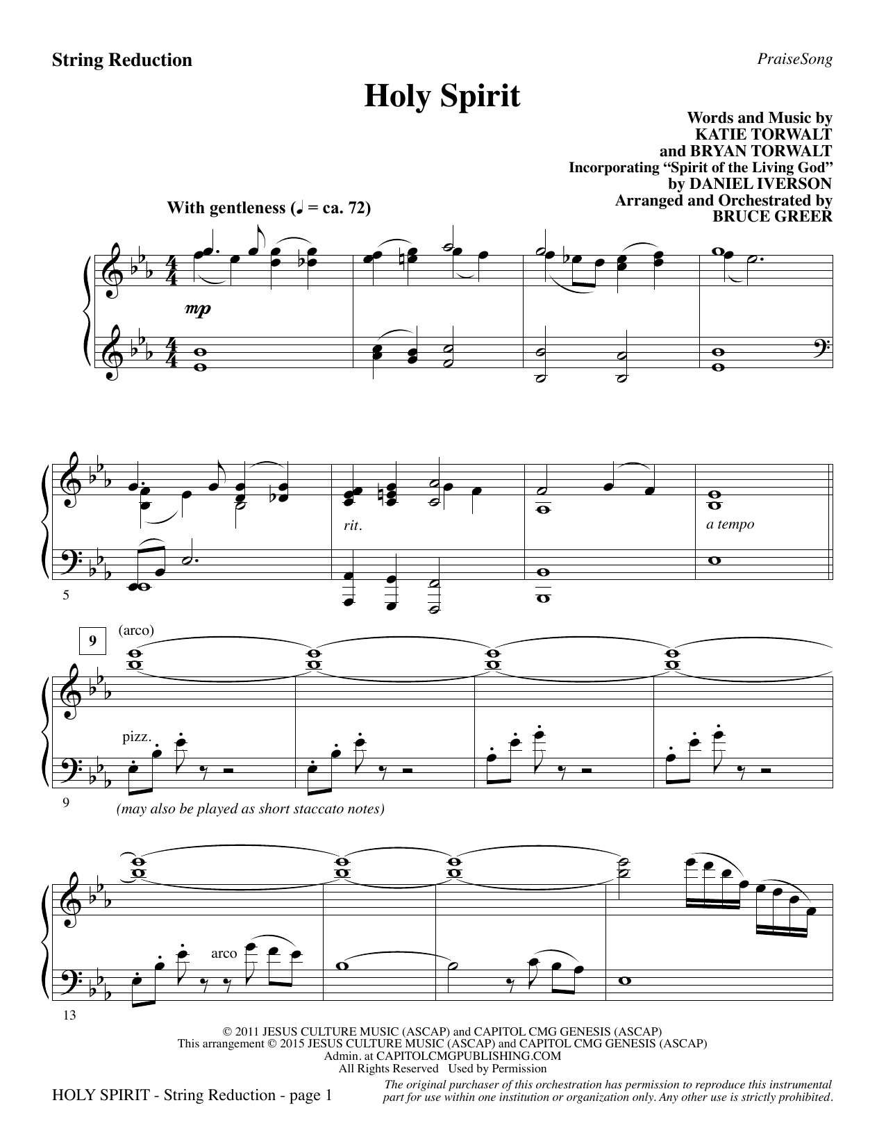 Preview Bruce Greer Holy Spirit - Keyboard String Reduction Christian sheet music, notes and chords for Choir Instrumental Pak, SKU: 345071 Holy Spirit - Keyboard String Reduction sheet music