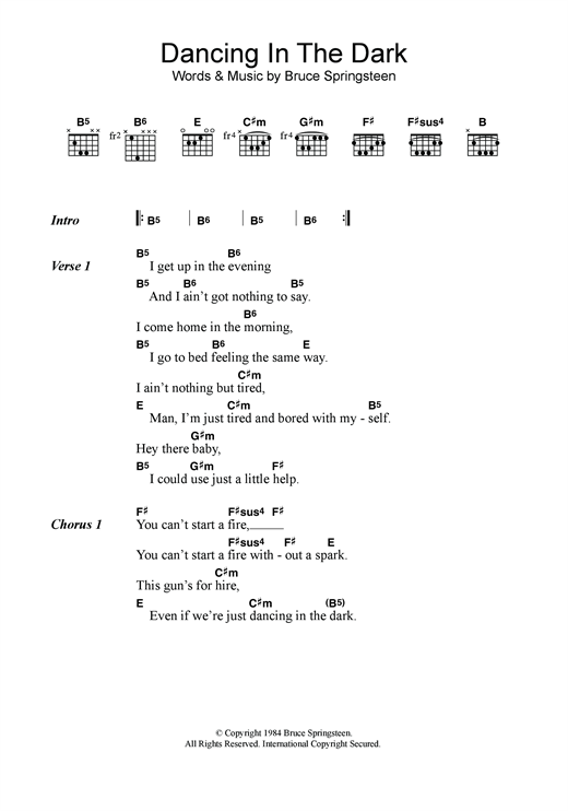 Танцы аккорды для гитары. Dancing in the Dark аккорды. Bruce Springsteen Dancing in the Dark. Dance Dance аккорды. Dancing in the Dark аккорды на гитаре.