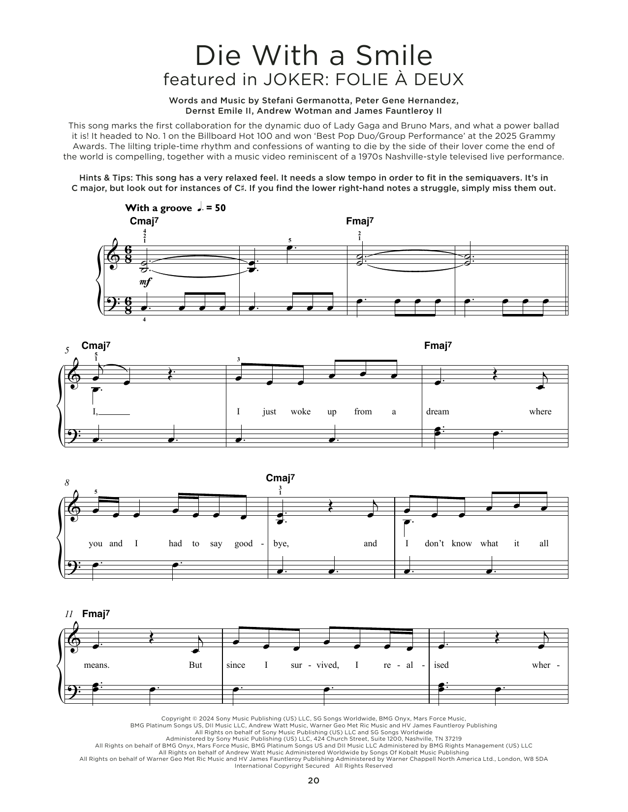 Bruno Mars And Lady Gaga Die With A Smile Sheet Music Notes & Chords for Cello Solo - Download or Print PDF Bruno Mars And Lady Gaga Die With A Smile Sheet Music Notes & Chords for Cello Solo - Download or Print PDF