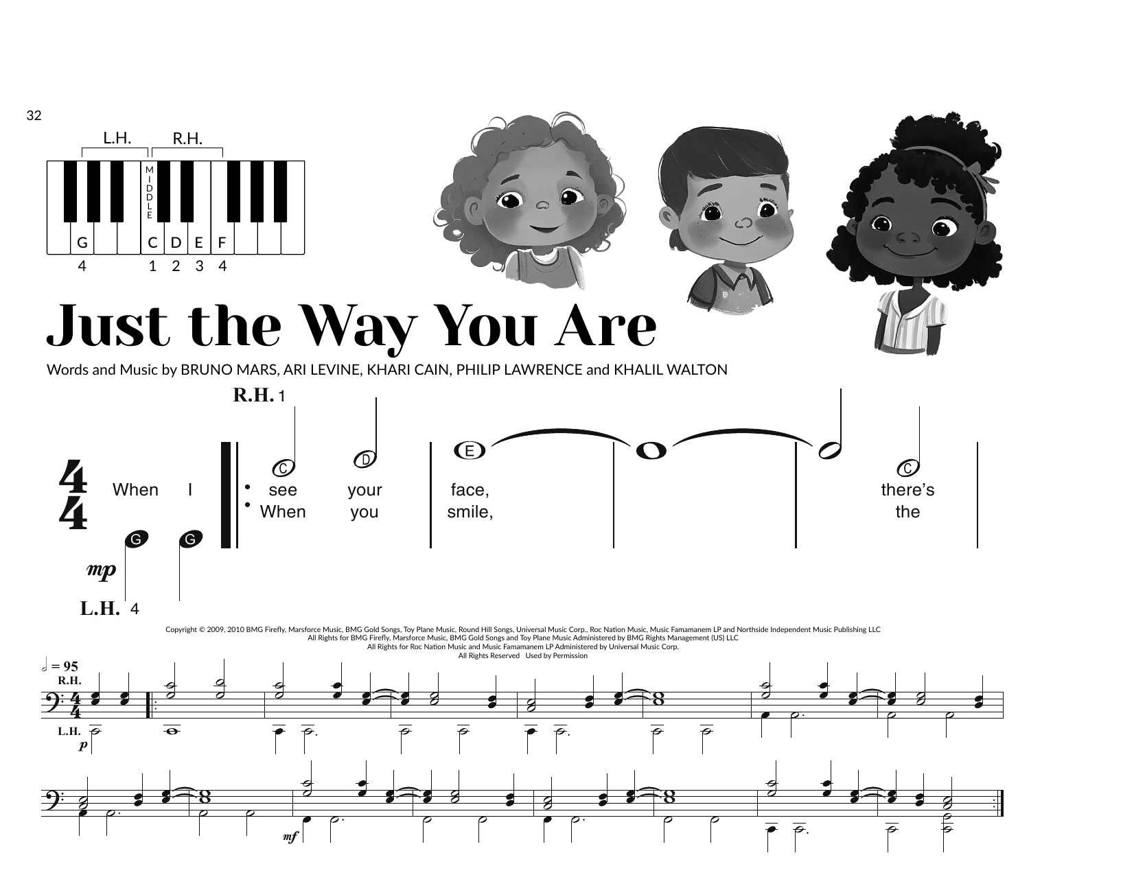 Bruno Mars Just The Way You Are (arr. Brittany McCorriston) Sheet Music Notes & Chords for Very Beginner Piano - Download or Print PDF