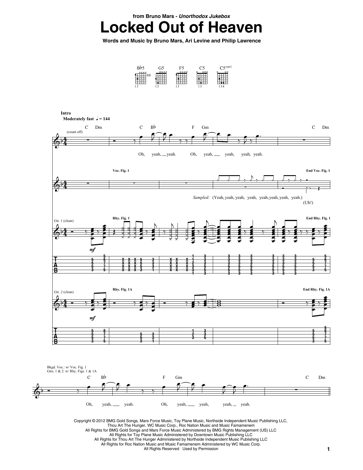 Bruno Mars Locked Out Of Heaven Sheet Music Notes & Chords for 5-Finger Piano - Download or Print PDF