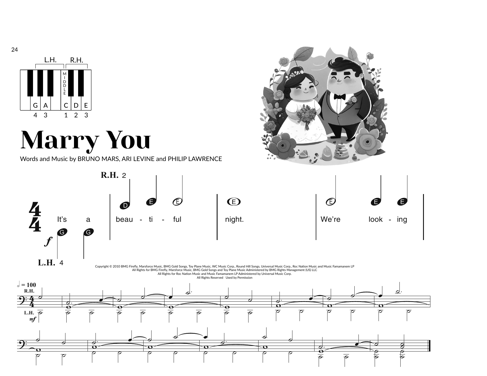 Bruno Mars Marry You (arr. Brittany McCorriston) Sheet Music Notes & Chords for Very Beginner Piano - Download or Print PDF