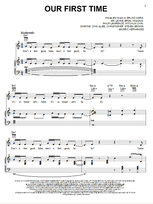 Bruno Mars Our First Time Sheet Music Notes & Chords for Easy Guitar Tab - Download or Print PDF