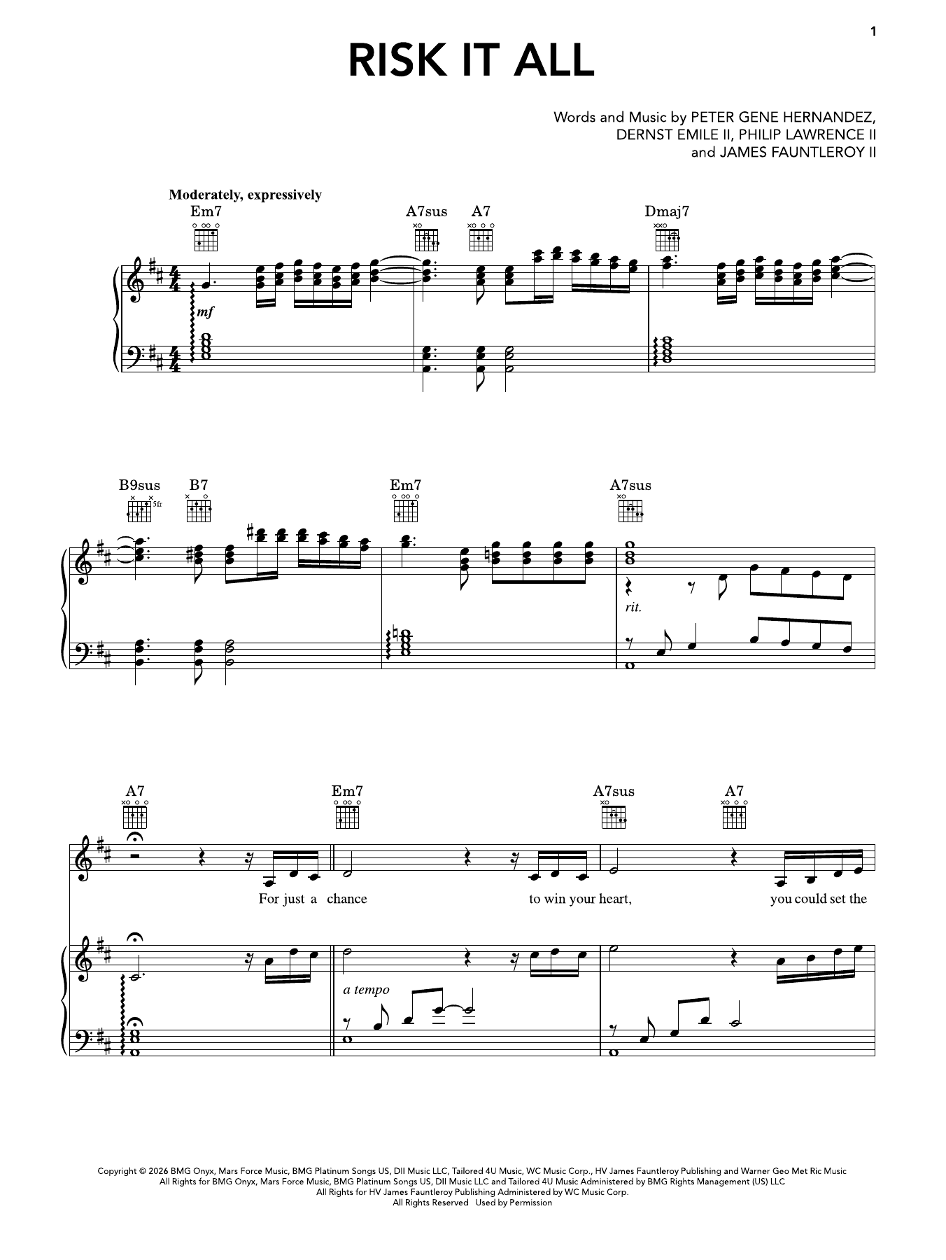 Bruno Mars Risk It All Sheet Music Notes & Chords for Super Easy Piano - Download or Print PDF