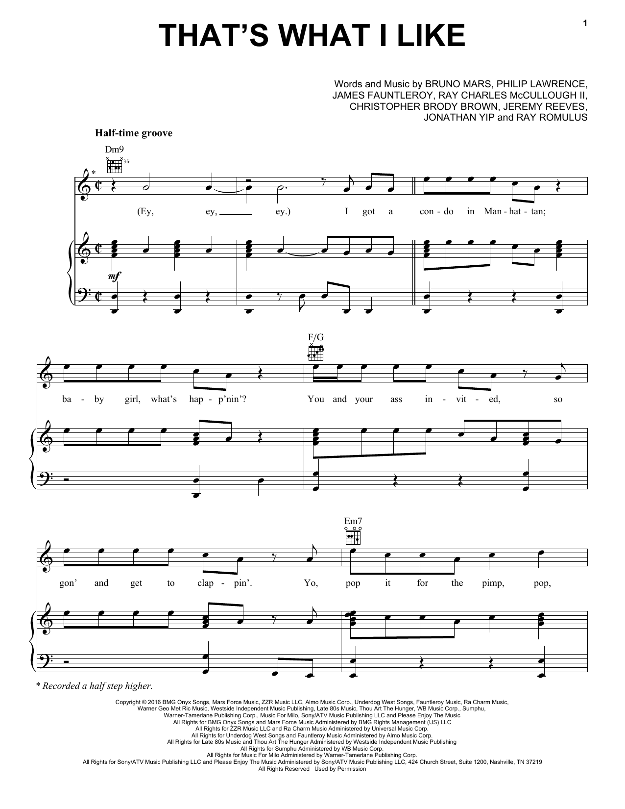 Bruno Mars That's What I Like Sheet Music Notes & Chords for Easy Guitar Tab - Download or Print PDF