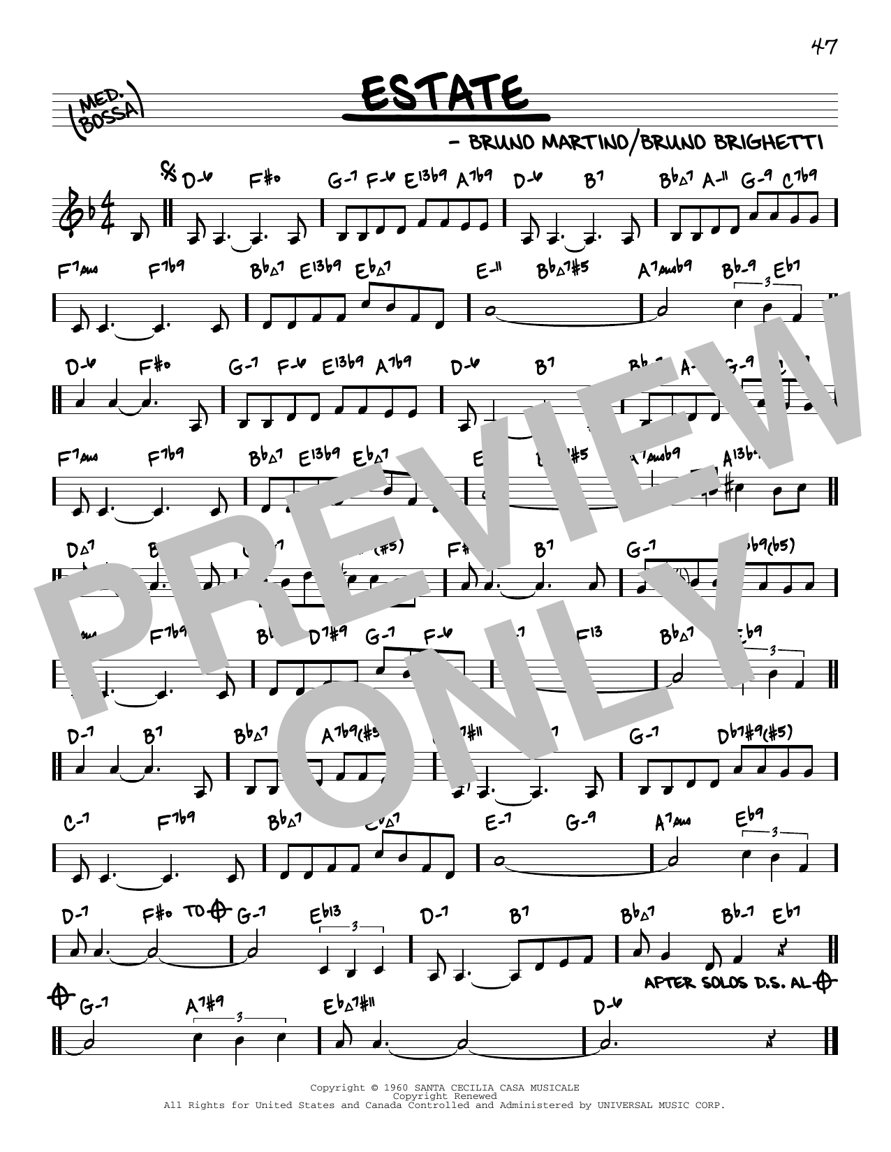 Bruno Martino Estate (arr. David Hazeltine) Sheet Music Notes & Chords for Real Book – Enhanced Chords - Download or Print PDF