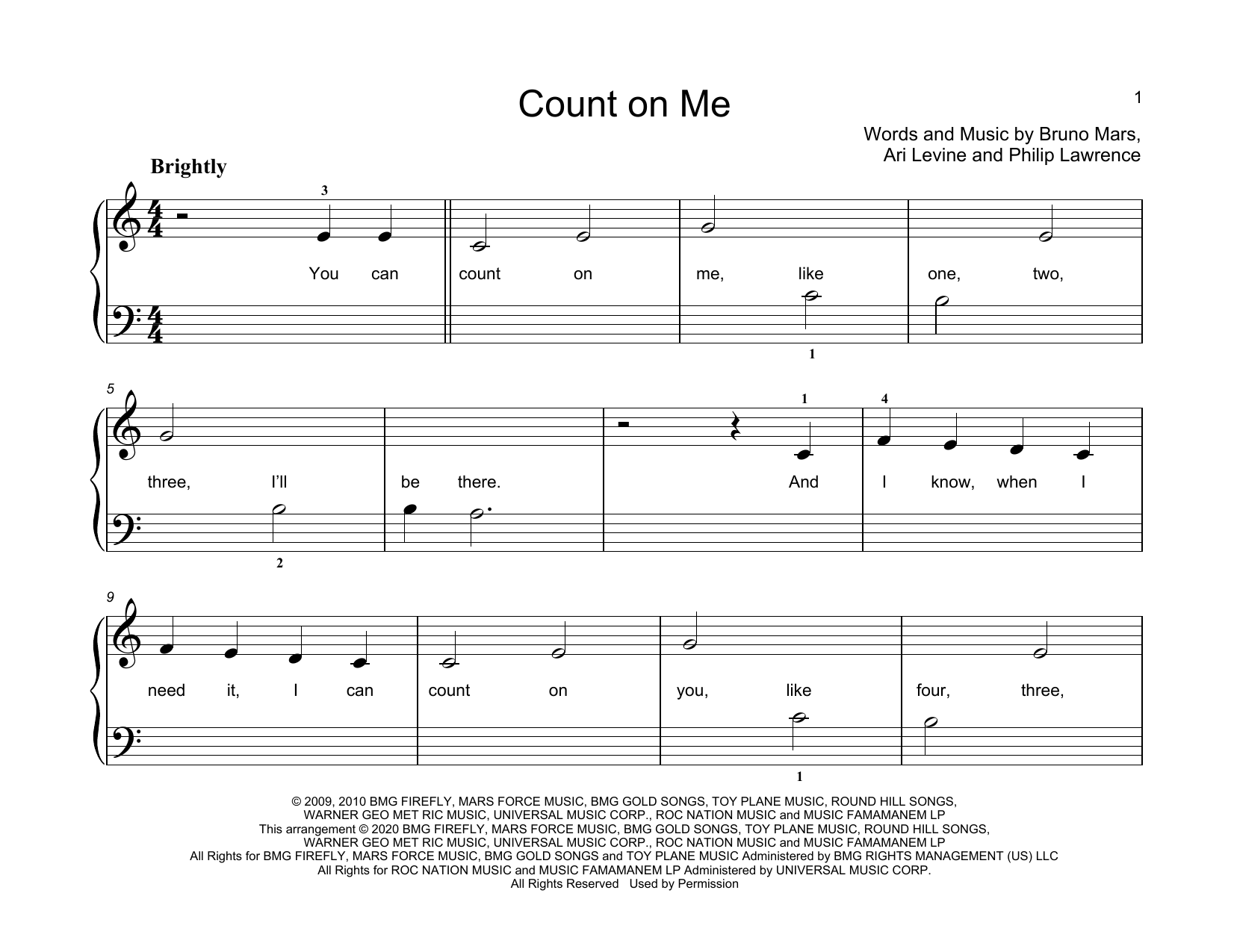 Bruno Mars Count On Me Sheet Music Download Pdf Score