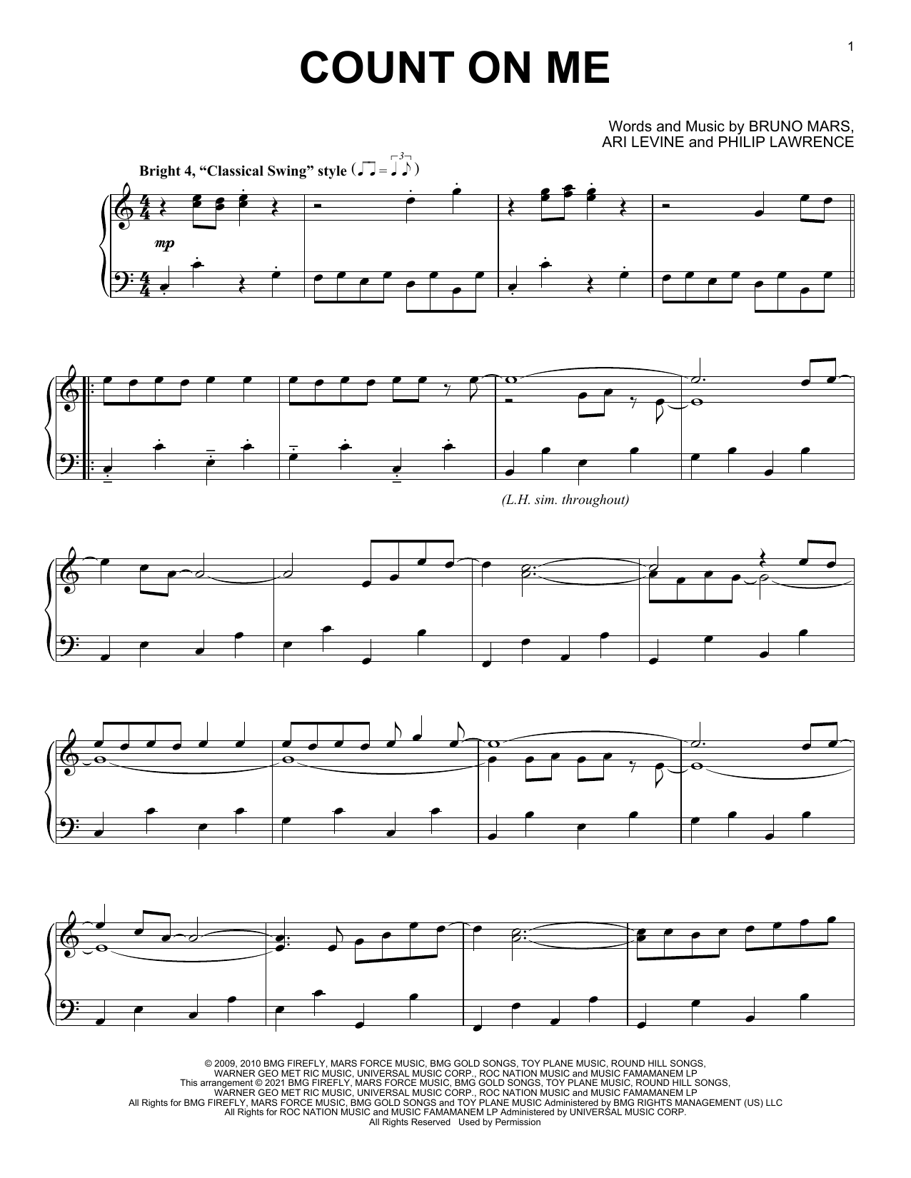Bruno Mars Count On Me Classical Version Sheet Music Notes Download Pdf Score Printable