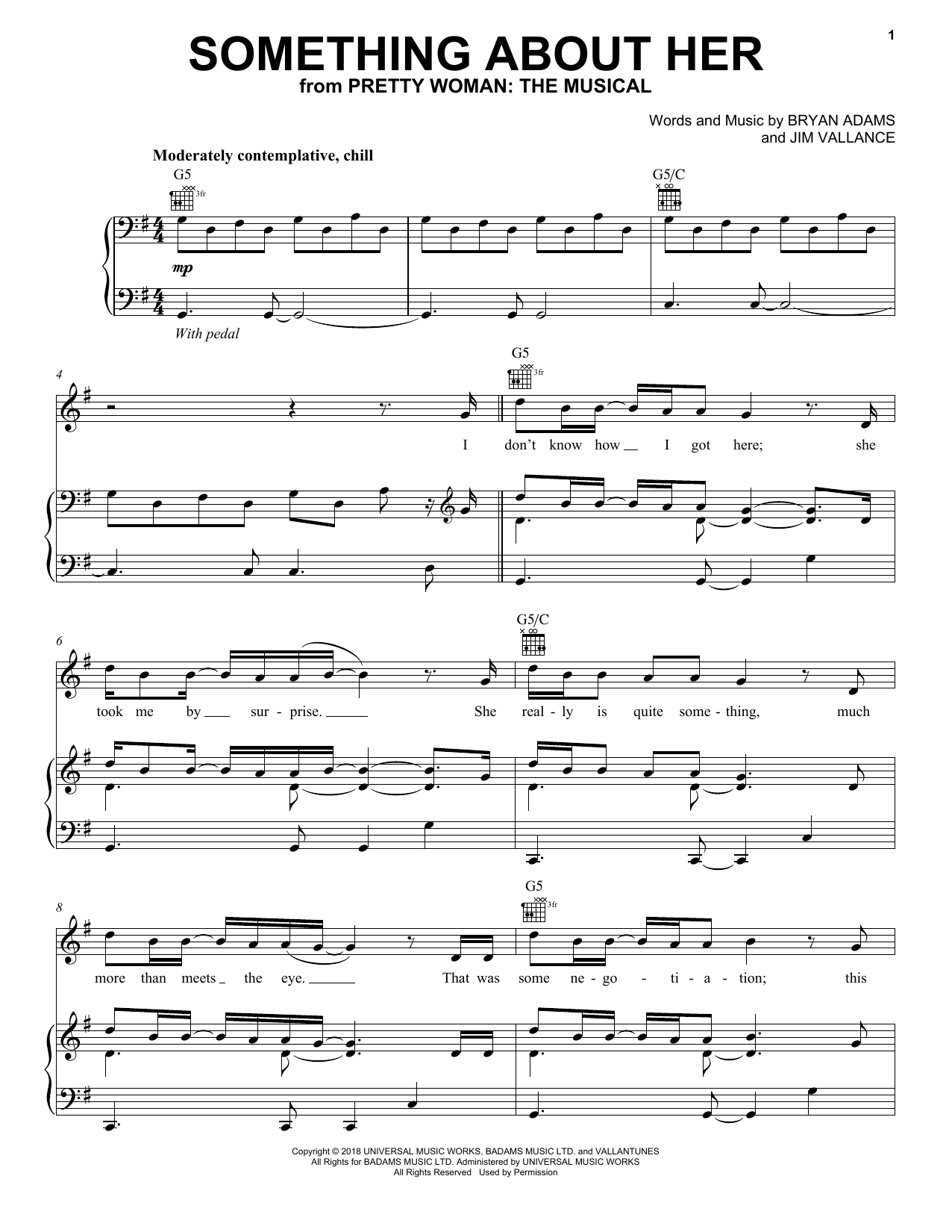 Bryan Adams & Jim Vallance Something About Her (from Pretty Woman: The Musical) Sheet Music Notes & Chords for Piano & Vocal - Download or Print PDF