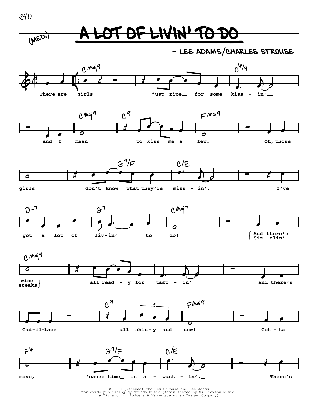 Bryan Adams A Lot Of Livin' To Do (High Voice) Sheet Music Notes & Chords for Real Book – Melody, Lyrics & Chords - Download or Print PDF