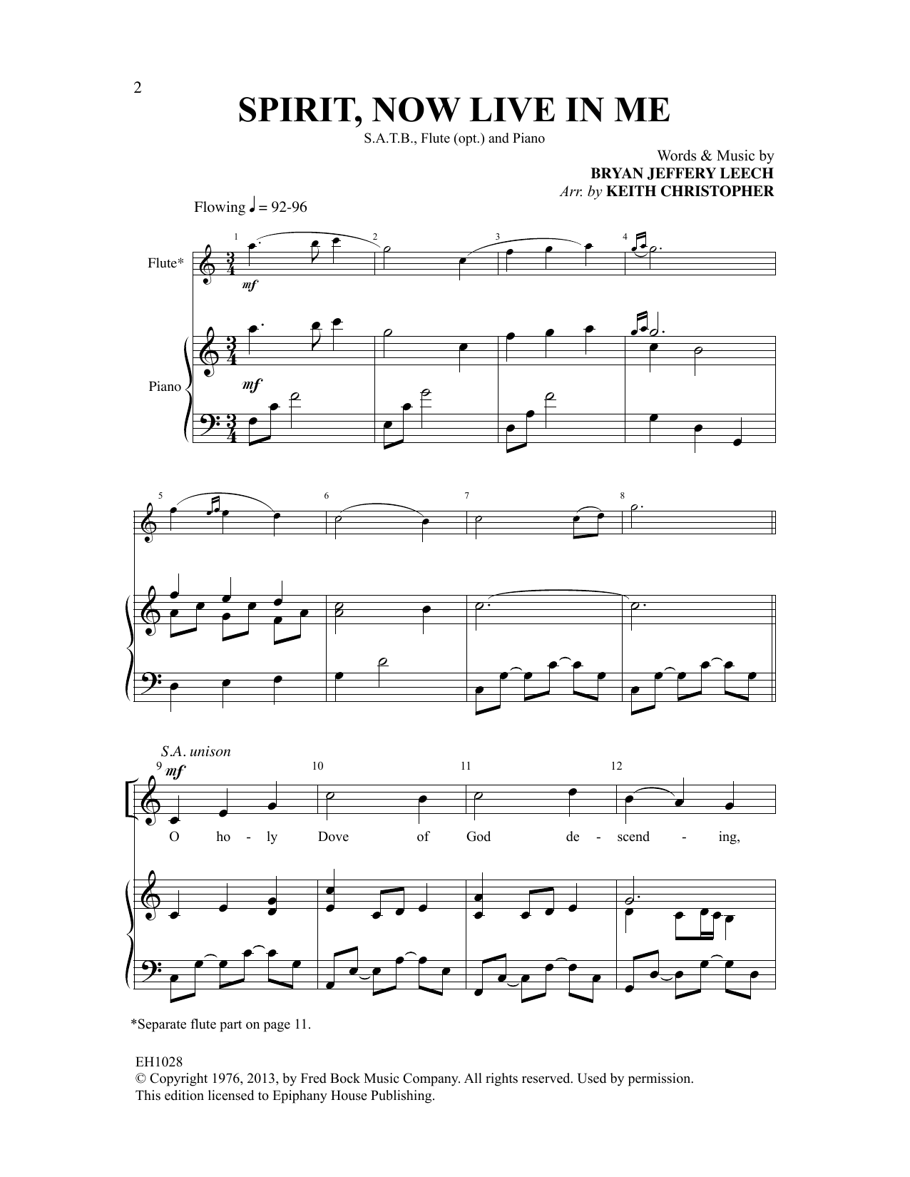 Bryan Jeffrey Leech Spirit, Now Live In Me (arr. Keith Christopher) Sheet Music Notes & Chords for SATB Choir - Download or Print PDF