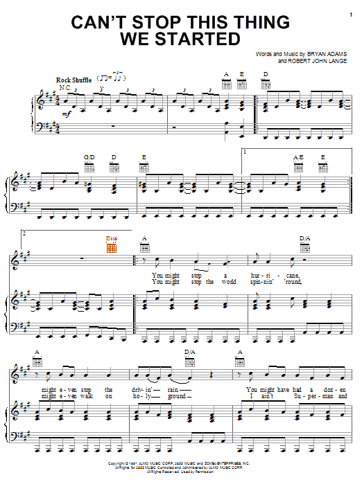 Preview Bryan Adams Can't Stop This Thing We Started Rock sheet music, notes and chords for Easy Piano, SKU: 24282 sheet music, piano notes, chords, guitar tabs, score, transpose, transcribe, how to play, guide, download, learn, tutorial, progression, song, artist, awards, billboard, mtv, vh1, tour, single, album, release