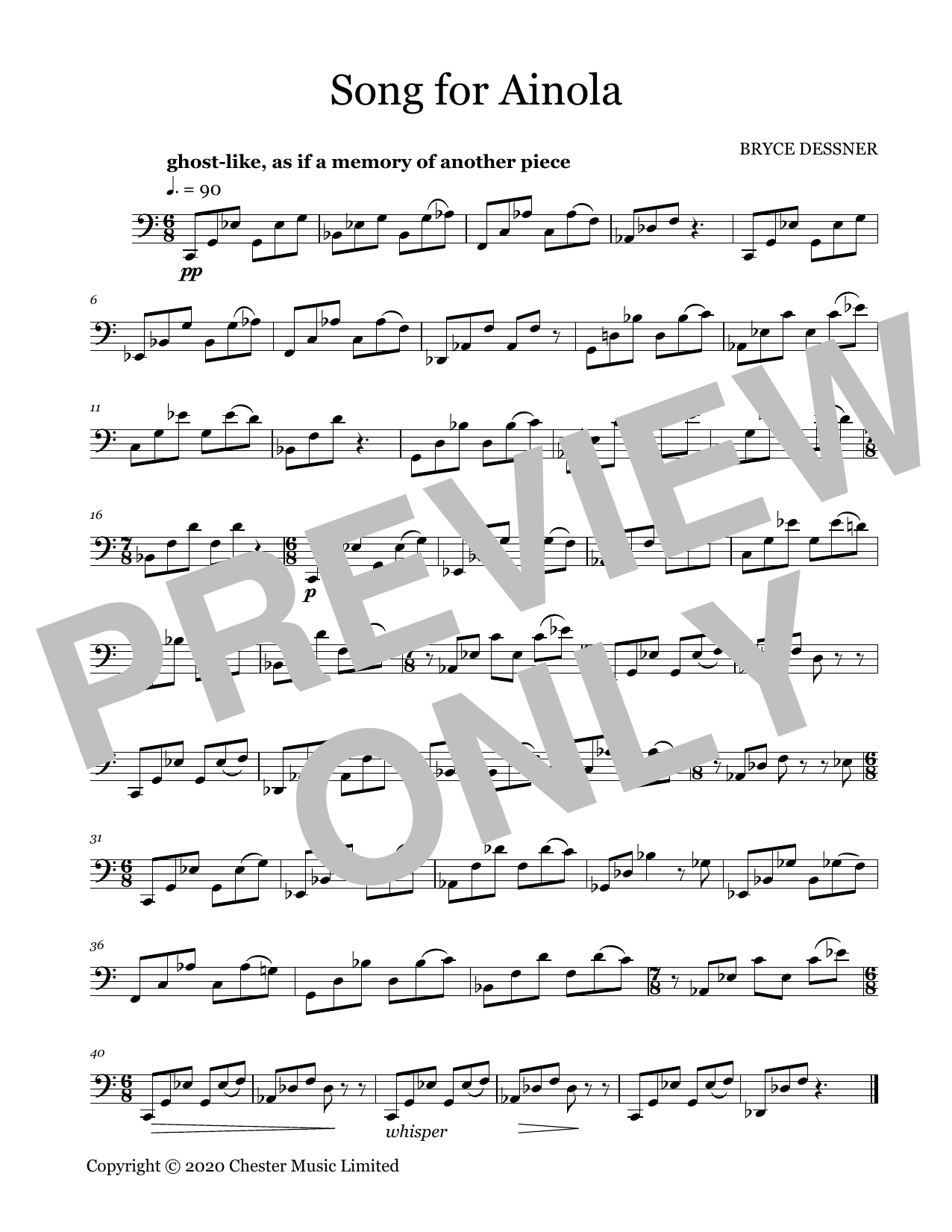 Bryce Dessner Song For Ainola Sheet Music Notes & Chords for Cello Solo - Download or Print PDF