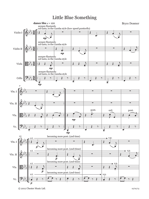 Bryce Dessner Little Blue Something (String quartet score & parts) Sheet Music Notes & Chords for Chamber Group - Download or Print PDF