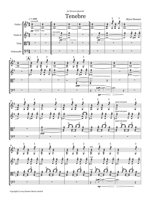 Bryce Dessner Tenebre (String quartet score & parts) Sheet Music Notes & Chords for Chamber Group - Download or Print PDF