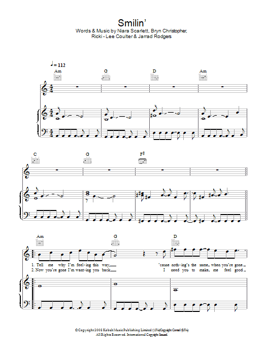 Bryn Christopher Smilin' Sheet Music Notes & Chords for Piano, Vocal & Guitar - Download or Print PDF Bryn Christopher Smilin' Sheet Music Notes & Chords for Piano, Vocal & Guitar - Download or Print PDF