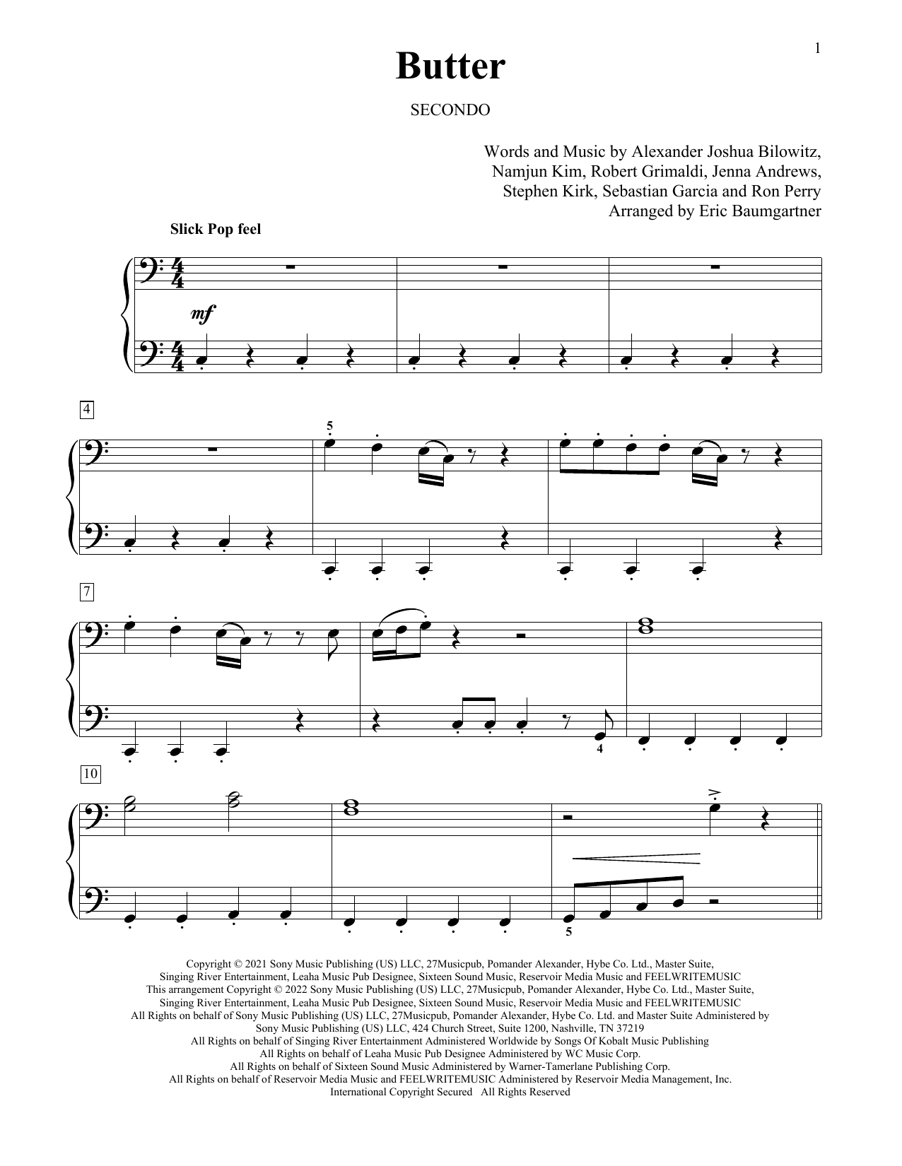 BTS Butter (arr. Eric Baumgartner) Sheet Music Notes & Chords for Piano Duet - Download or Print PDF