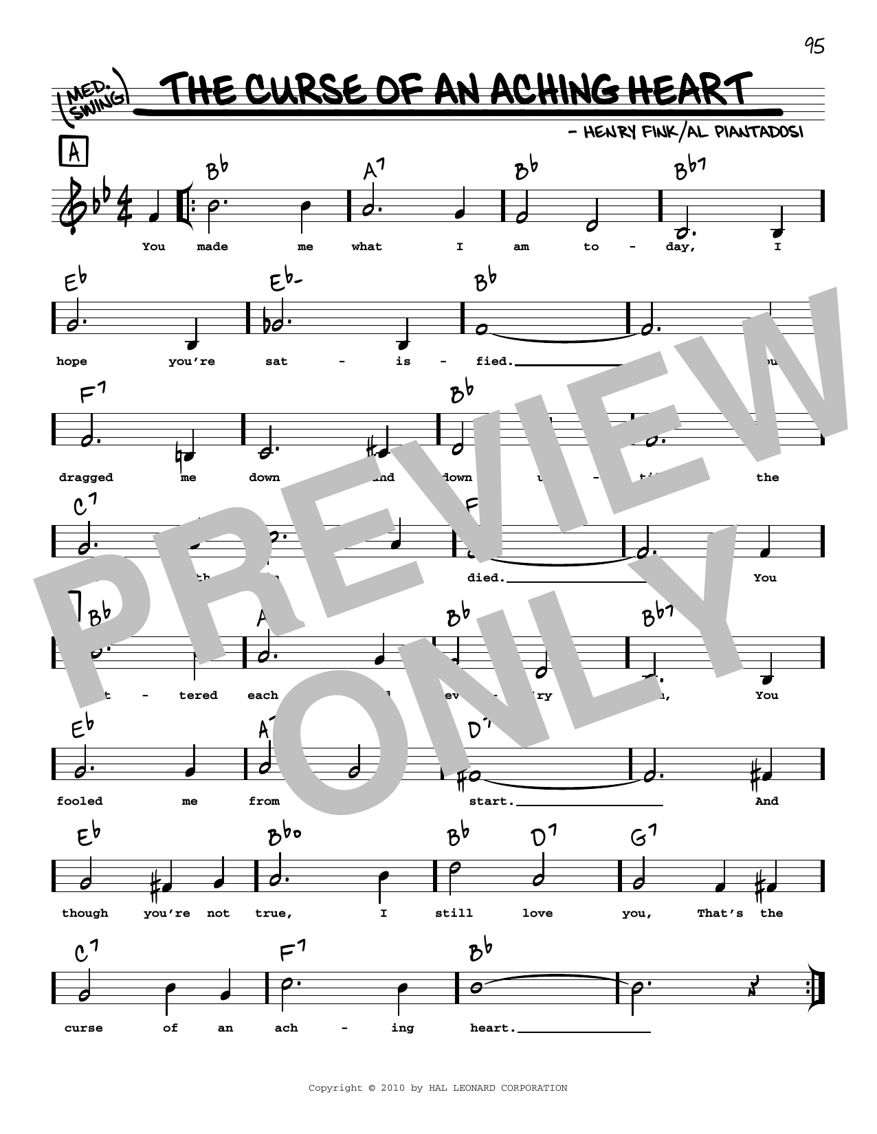 Buck and Bubbles The Curse Of An Aching Heart (arr. Robert Rawlins) Sheet Music Notes & Chords for Real Book – Melody, Lyrics & Chords - Download or Print PDF
