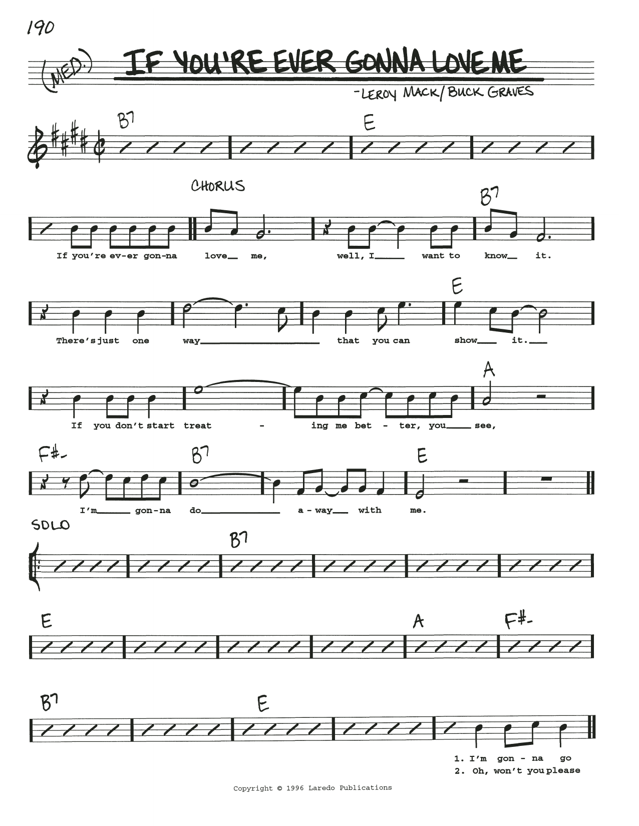 Buck Graves If You're Ever Gonna Love Me Sheet Music Notes & Chords for Real Book – Melody, Lyrics & Chords - Download or Print PDF