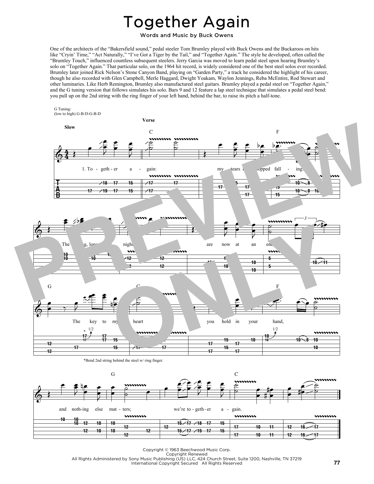 Buck Owens Together Again (arr. Fred Sokolow) Sheet Music Notes & Chords for Guitar Tab - Download or Print PDF