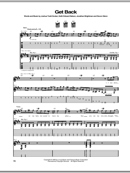 Buckcherry Get Back Sheet Music Notes & Chords for Guitar Tab - Download or Print PDF