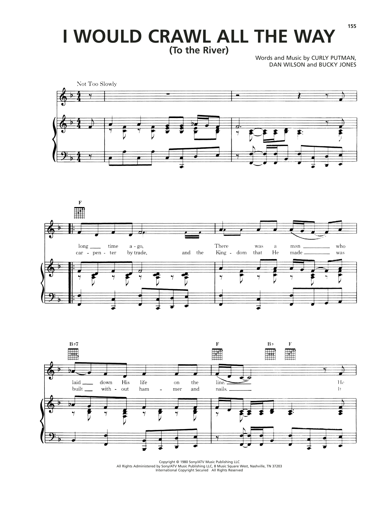 Bucky Jones I Would Crawl All The Way (To The River) Sheet Music Notes & Chords for Piano, Vocal & Guitar Chords (Right-Hand Melody) - Download or Print PDF