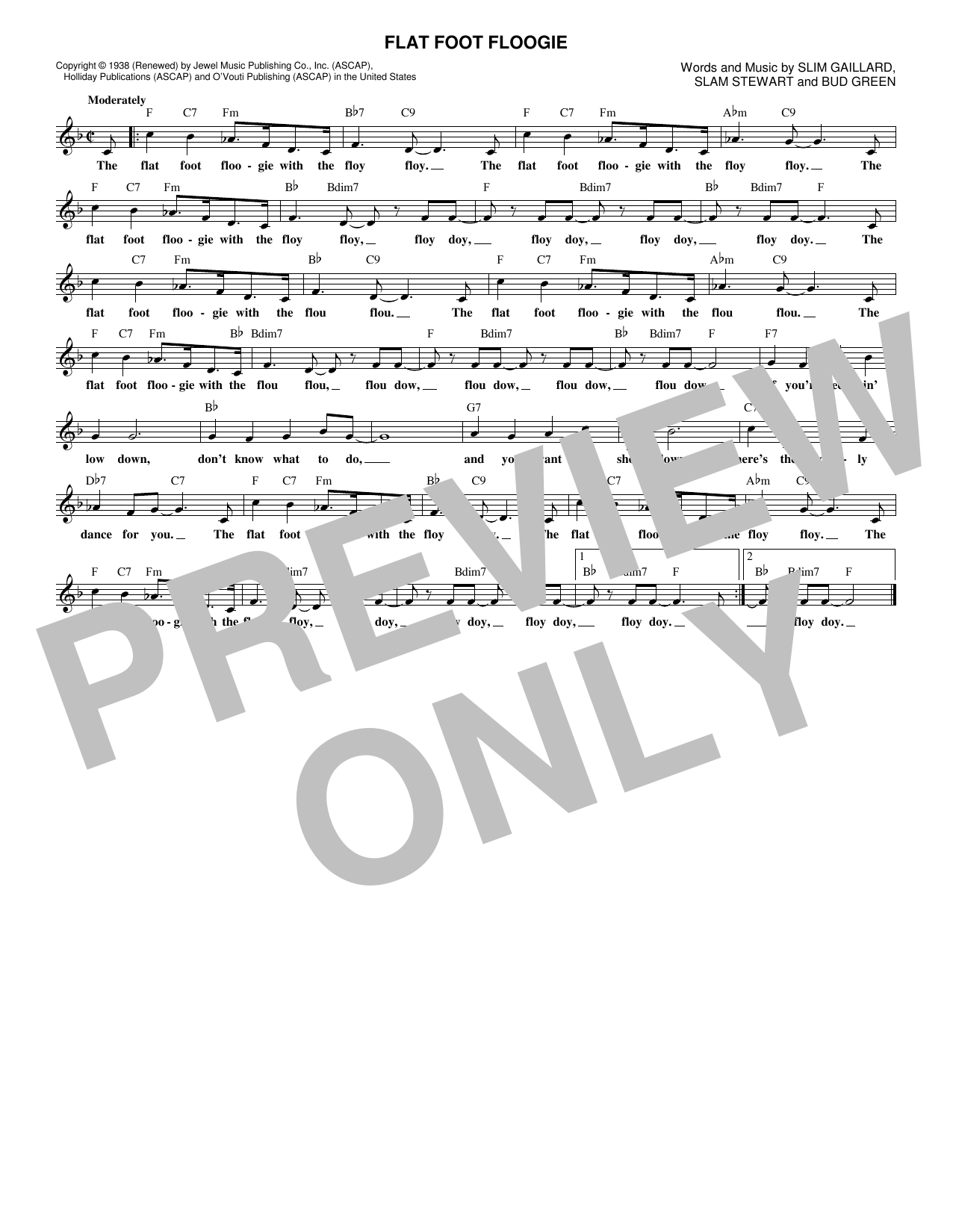 Bud Green Flat Foot Floogee Sheet Music Notes & Chords for Melody Line, Lyrics & Chords - Download or Print PDF