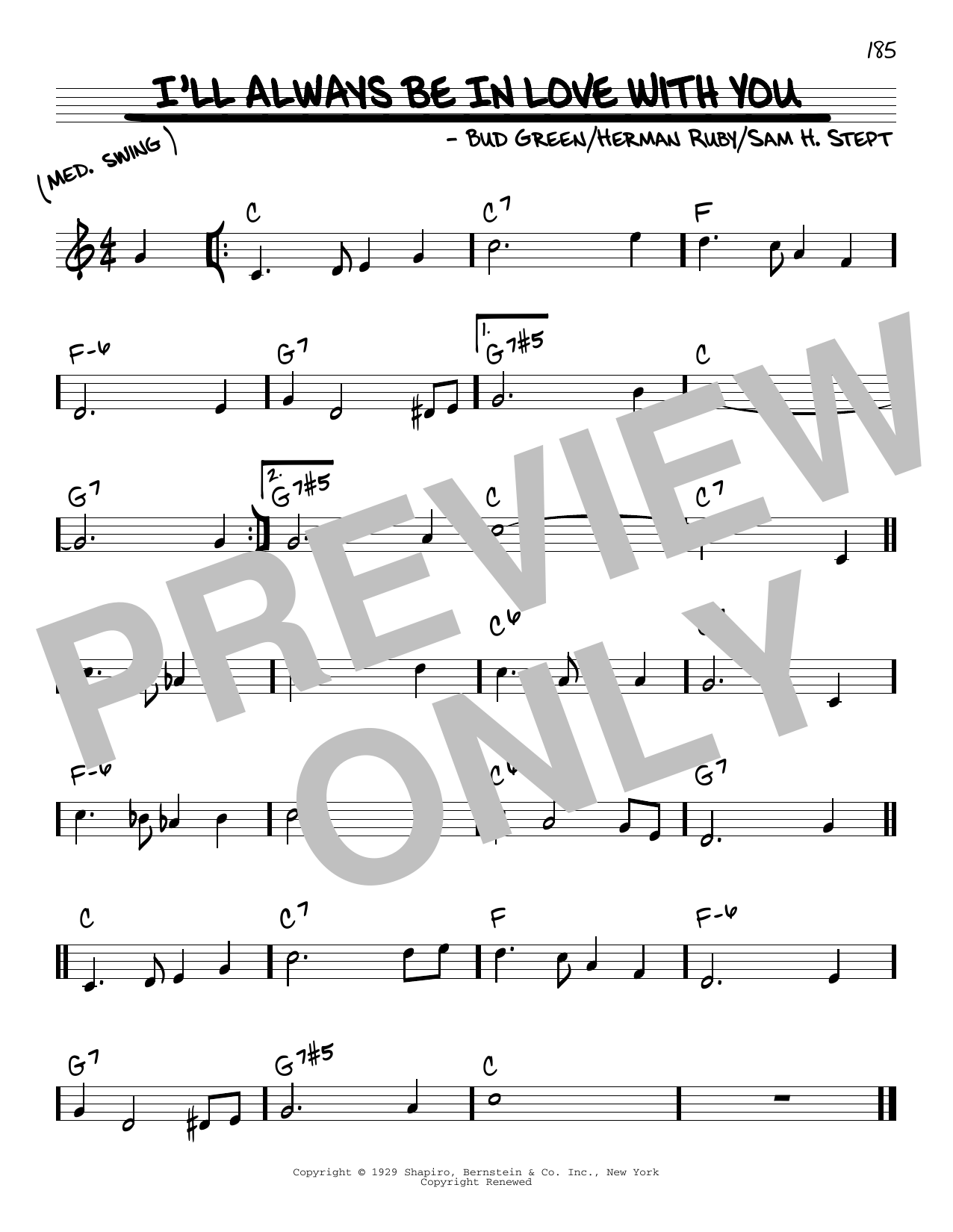 Bud Green I'll Always Be In Love With You Sheet Music Notes & Chords for Real Book – Melody & Chords - Download or Print PDF