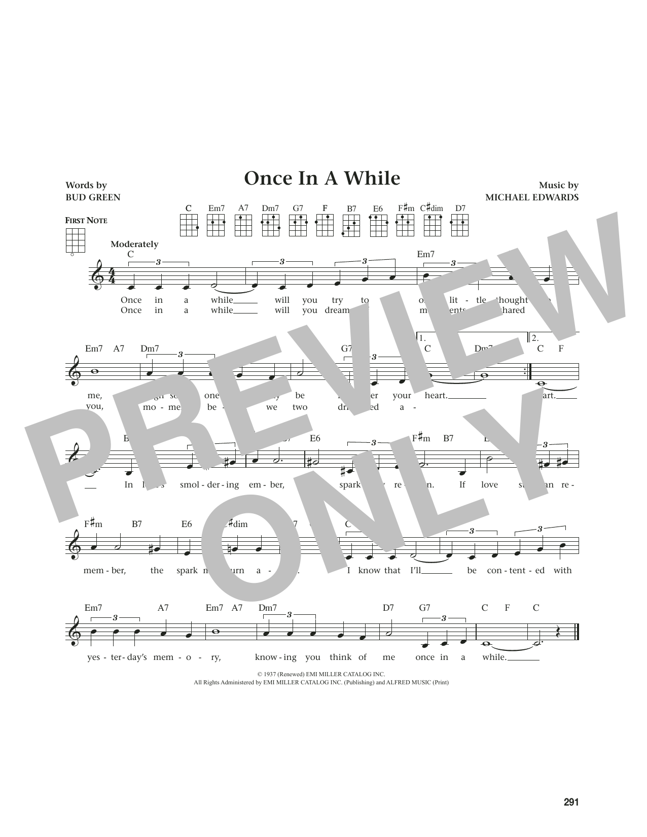 Bud Green Once In A While (from The Daily Ukulele) (arr. Jim Beloff) Sheet Music Notes & Chords for Ukulele - Download or Print PDF