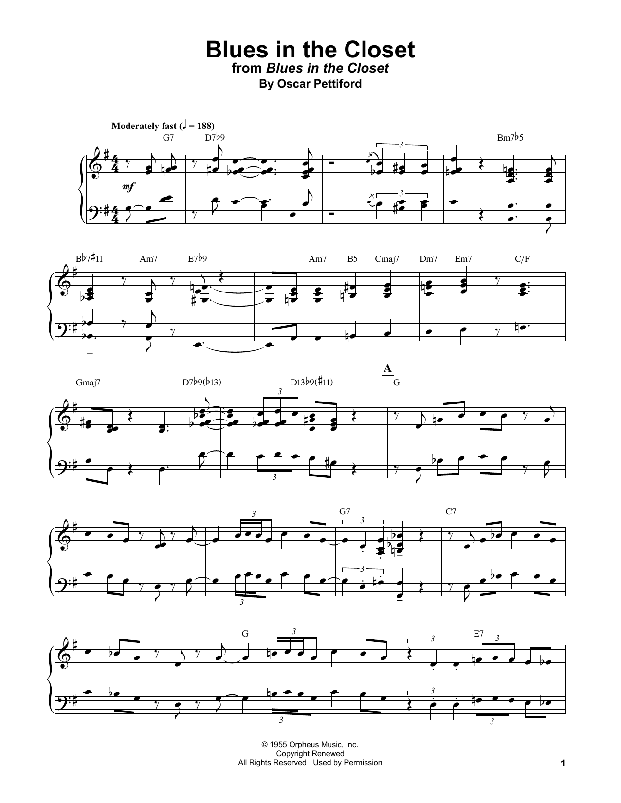 Bud Powell Blues In The Closet Sheet Music Notes & Chords for Piano Transcription - Download or Print PDF