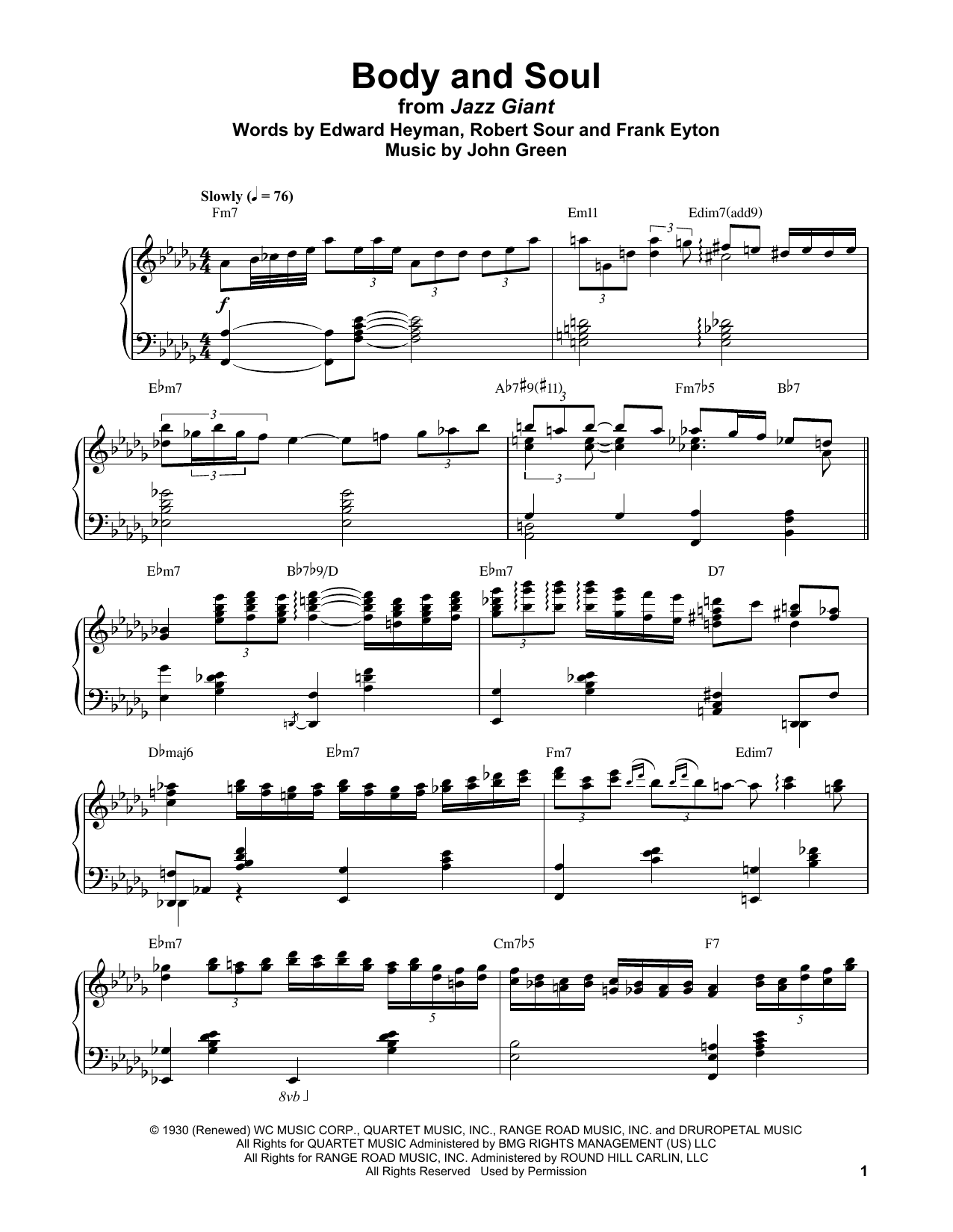 Bud Powell Body And Soul Sheet Music Notes & Chords for Piano Transcription - Download or Print PDF