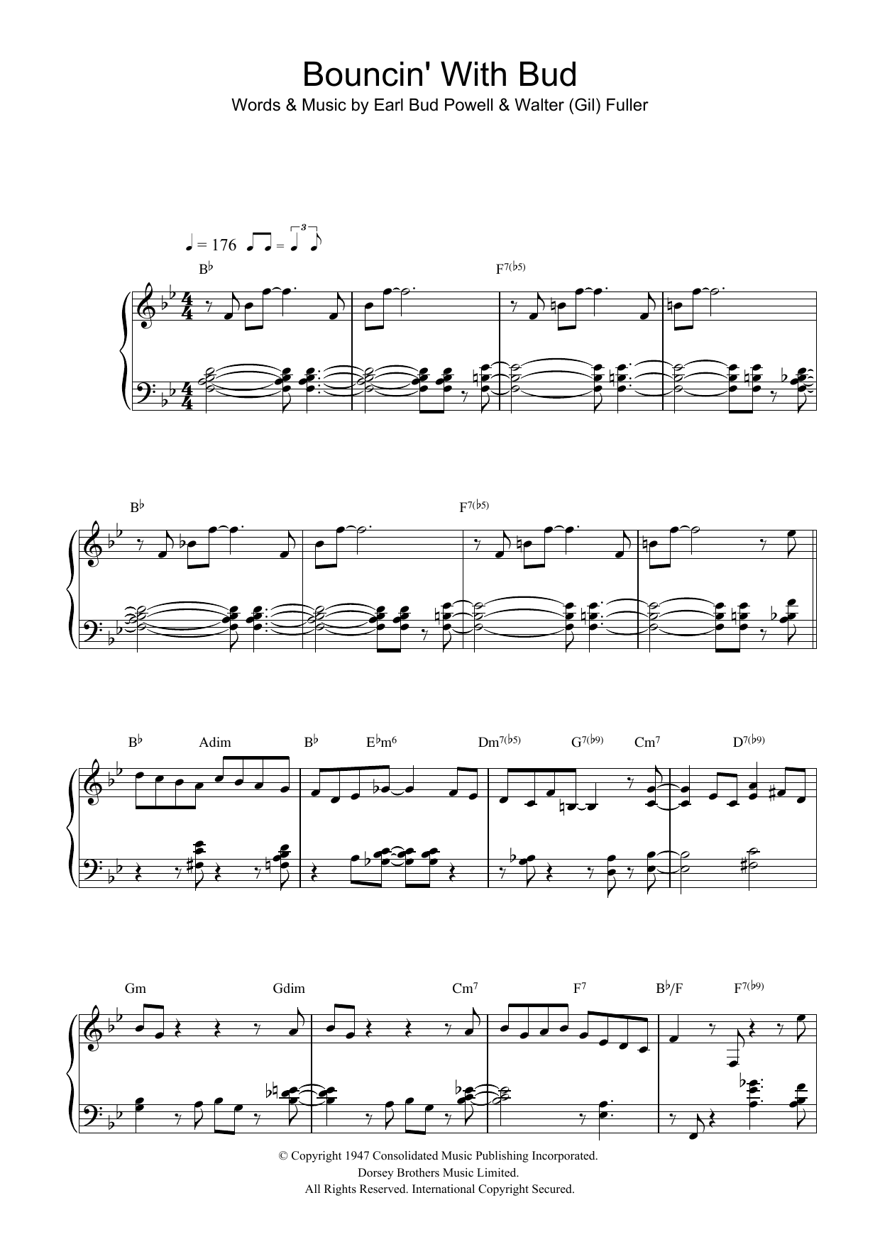 Bud Powell Bouncing With Bud Sheet Music Notes & Chords for Piano - Download or Print PDF