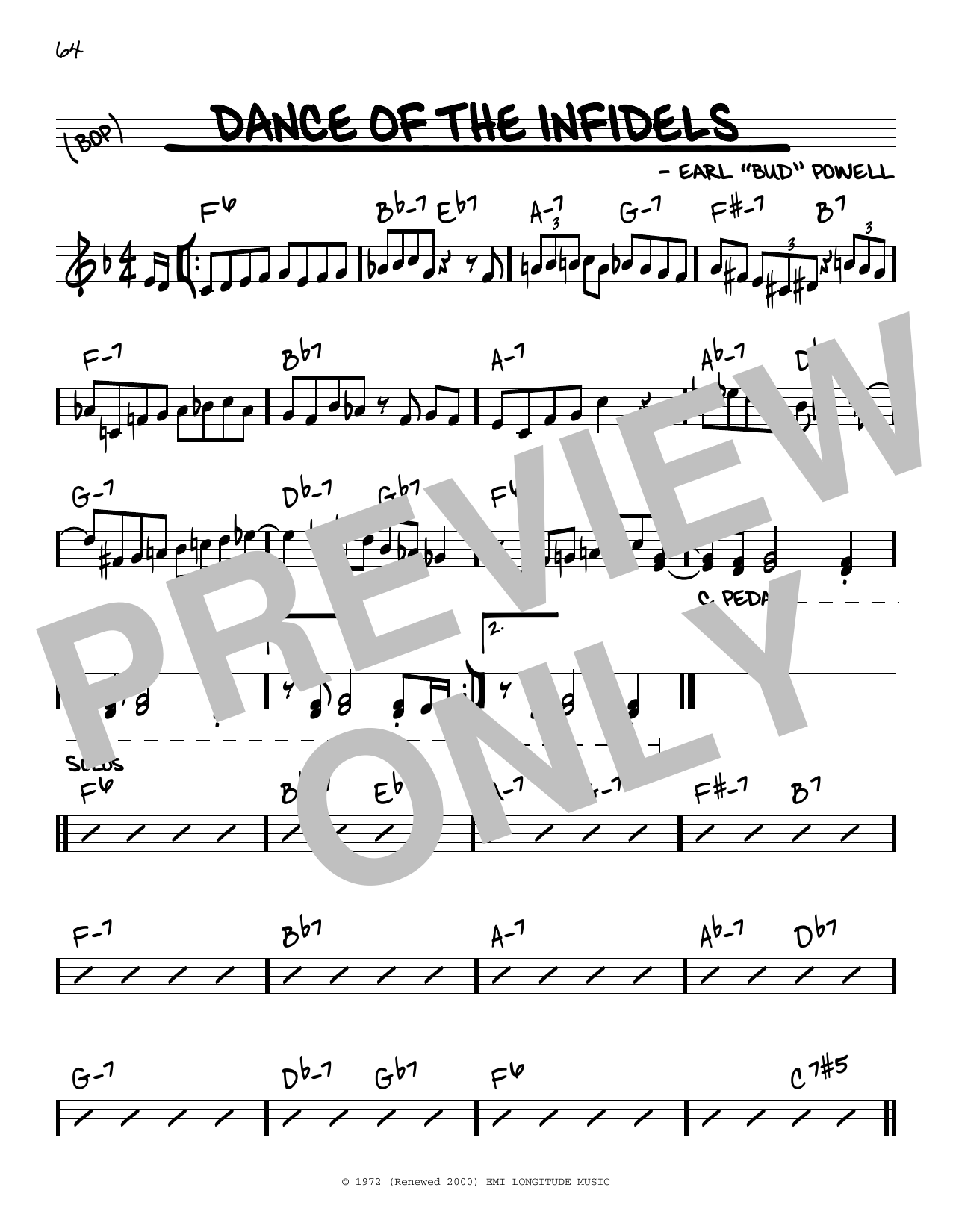 Bud Powell Dance Of The Infidels Sheet Music Notes & Chords for Piano - Download or Print PDF