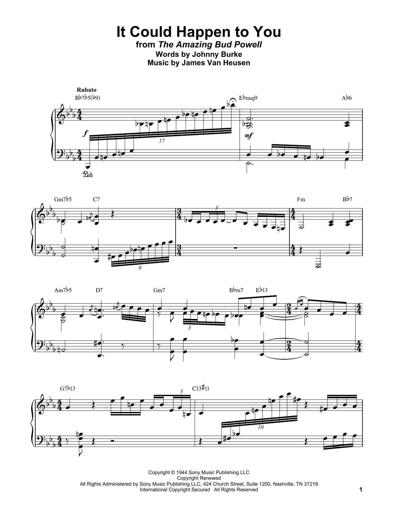 Bud Powell It Could Happen To You Sheet Music Notes & Chords for Piano Transcription - Download or Print PDF