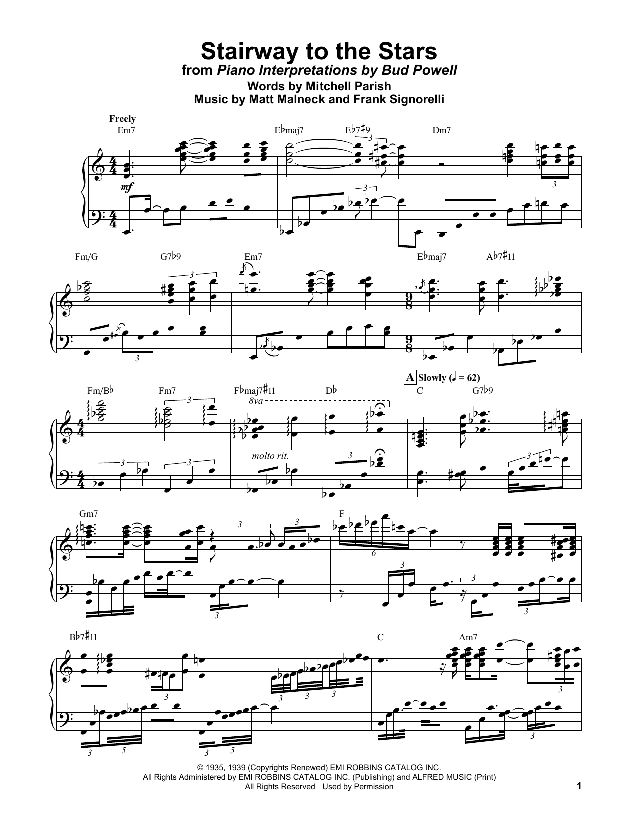 Bud Powell Stairway To The Stars Sheet Music Notes & Chords for Piano Transcription - Download or Print PDF