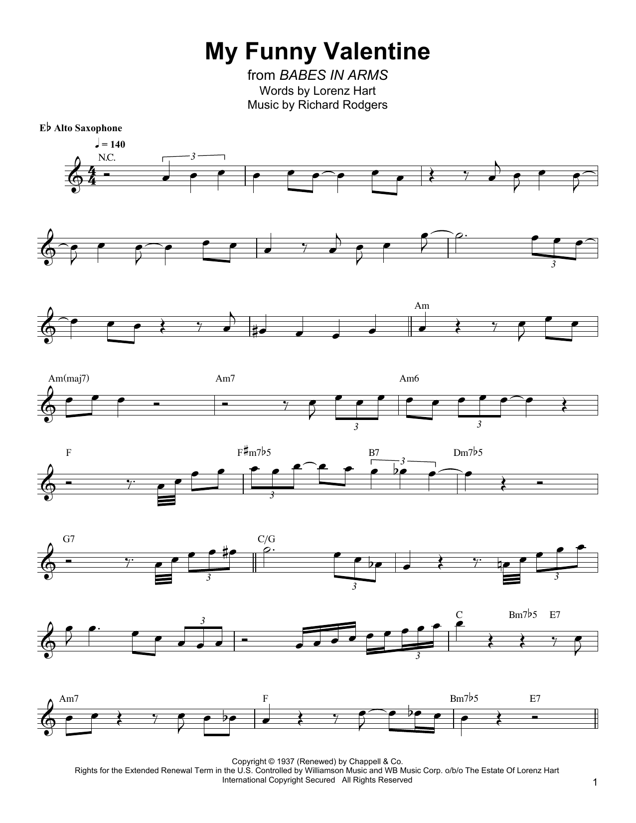 Bud Shank My Funny Valentine Sheet Music Notes & Chords for Alto Sax Transcription - Download or Print PDF