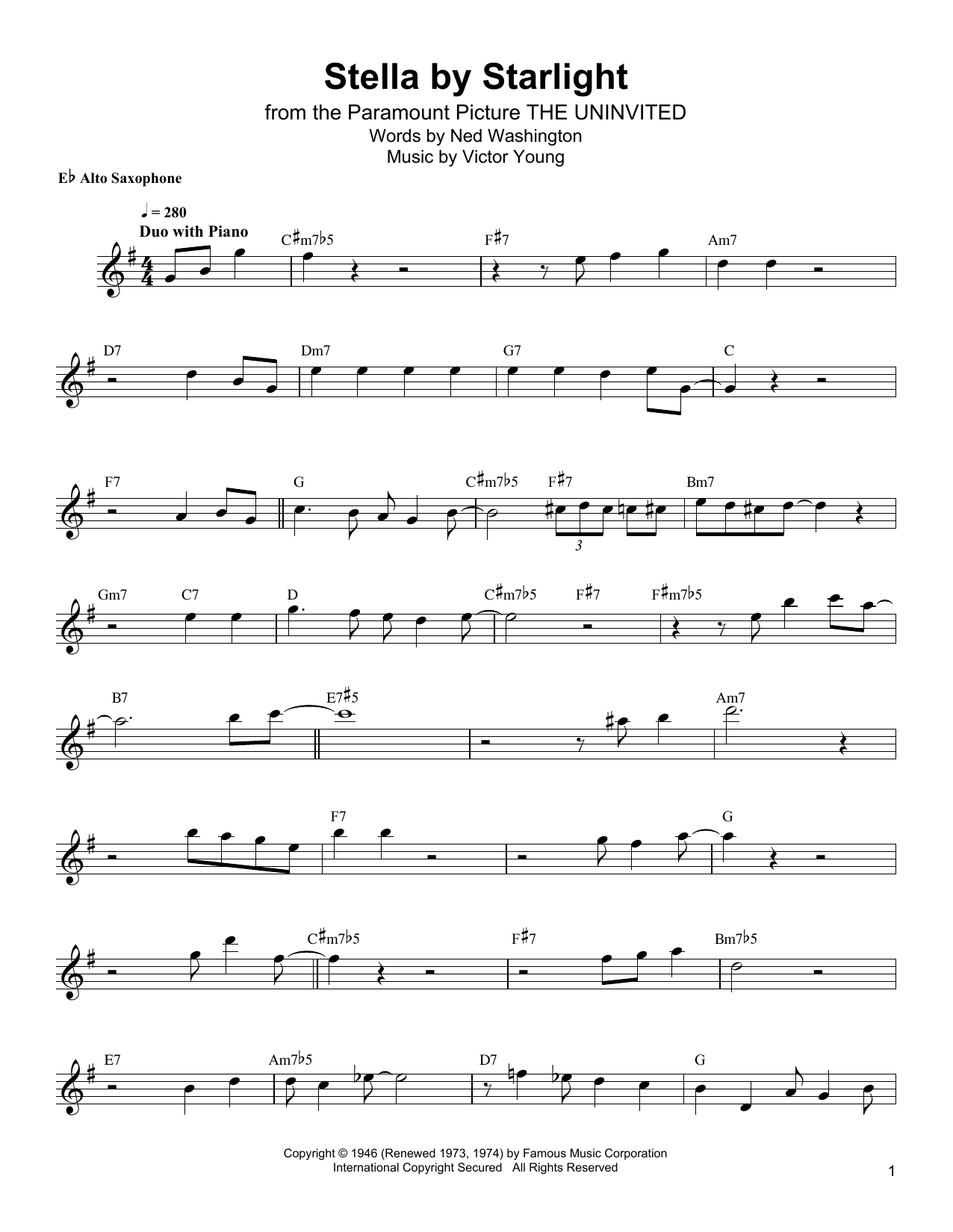Bud Shank Stella By Starlight Sheet Music Notes & Chords for Alto Sax Transcription - Download or Print PDF