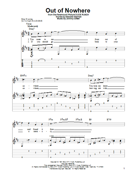 Buddy De Franco Out Of Nowhere Sheet Music Notes & Chords for Melody Line, Lyrics & Chords - Download or Print PDF