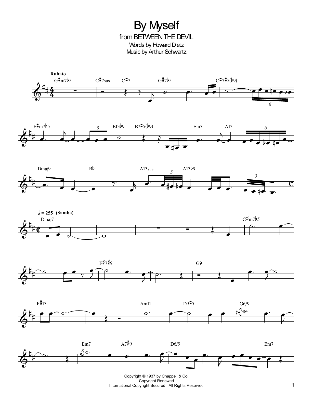 Buddy DeFranco By Myself Sheet Music Notes & Chords for Clarinet Transcription - Download or Print PDF