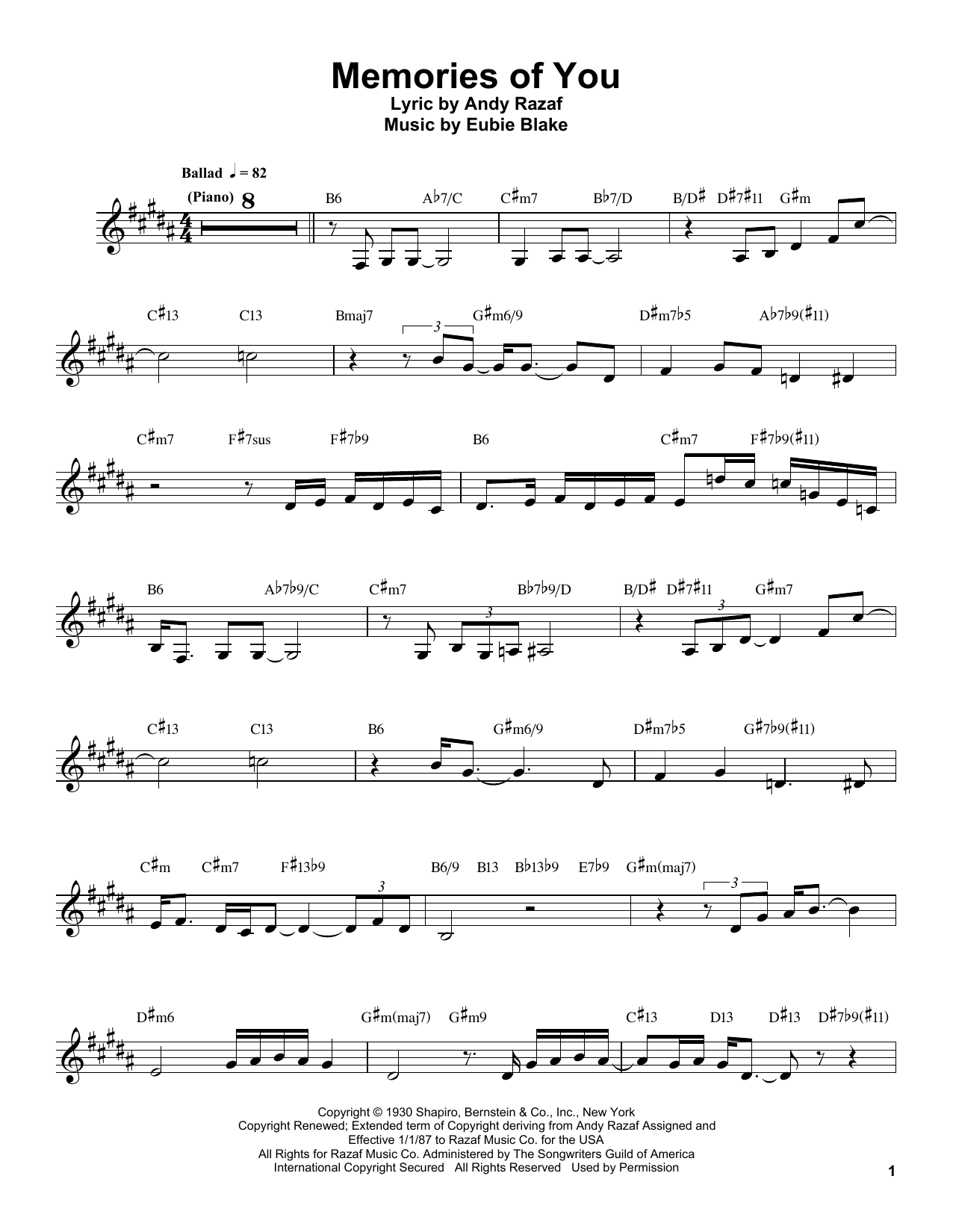 Buddy DeFranco Memories Of You Sheet Music Notes & Chords for Clarinet Transcription - Download or Print PDF