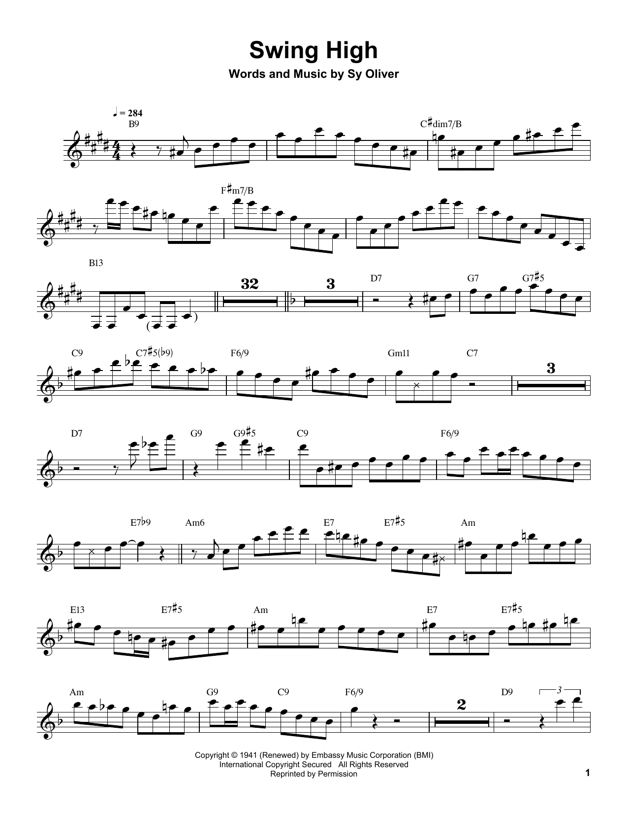 Buddy DeFranco Swing High Sheet Music Notes & Chords for Clarinet Transcription - Download or Print PDF