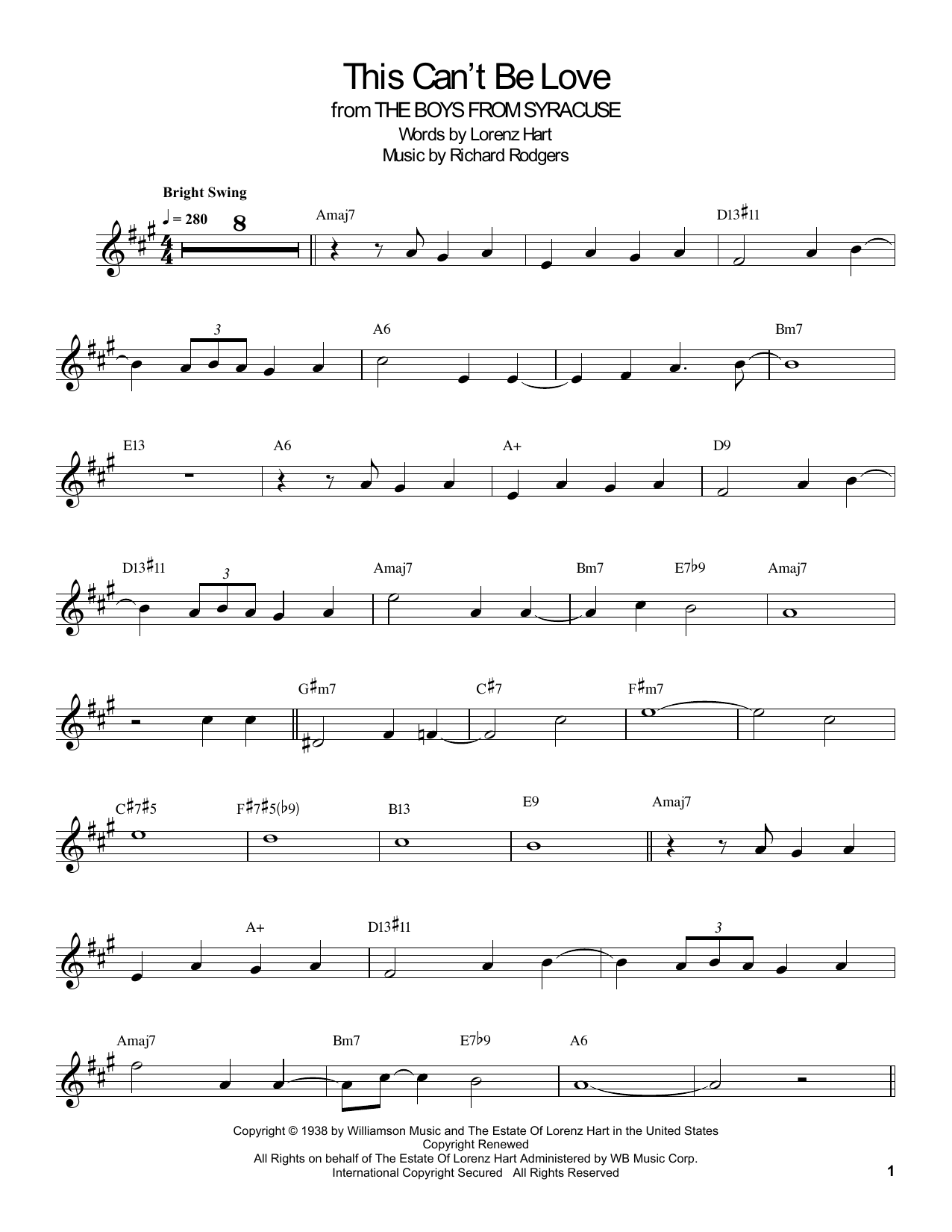 Buddy DeFranco This Can't Be Love Sheet Music Notes & Chords for Clarinet Transcription - Download or Print PDF