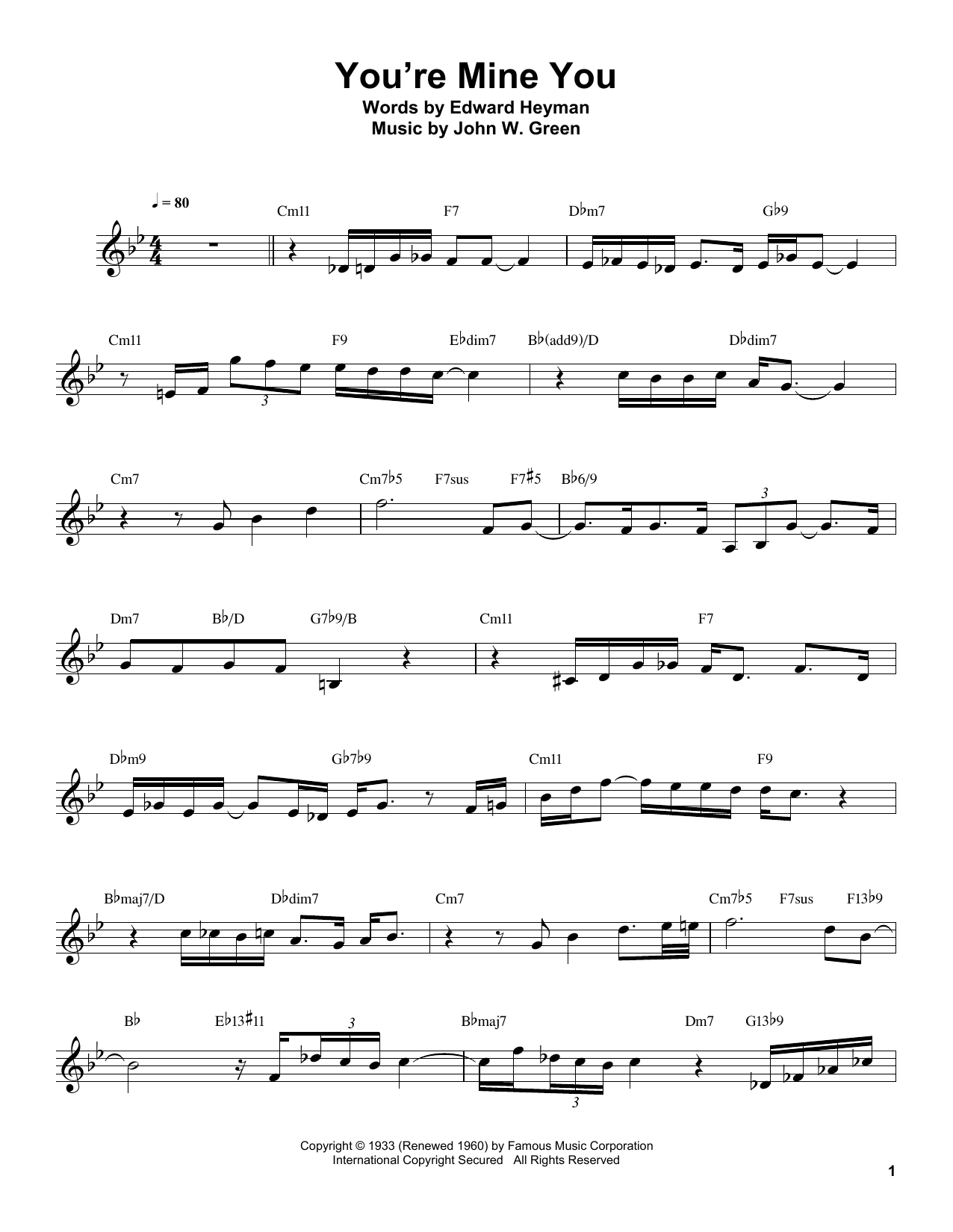 Buddy DeFranco You're Mine You Sheet Music Notes & Chords for Clarinet Transcription - Download or Print PDF