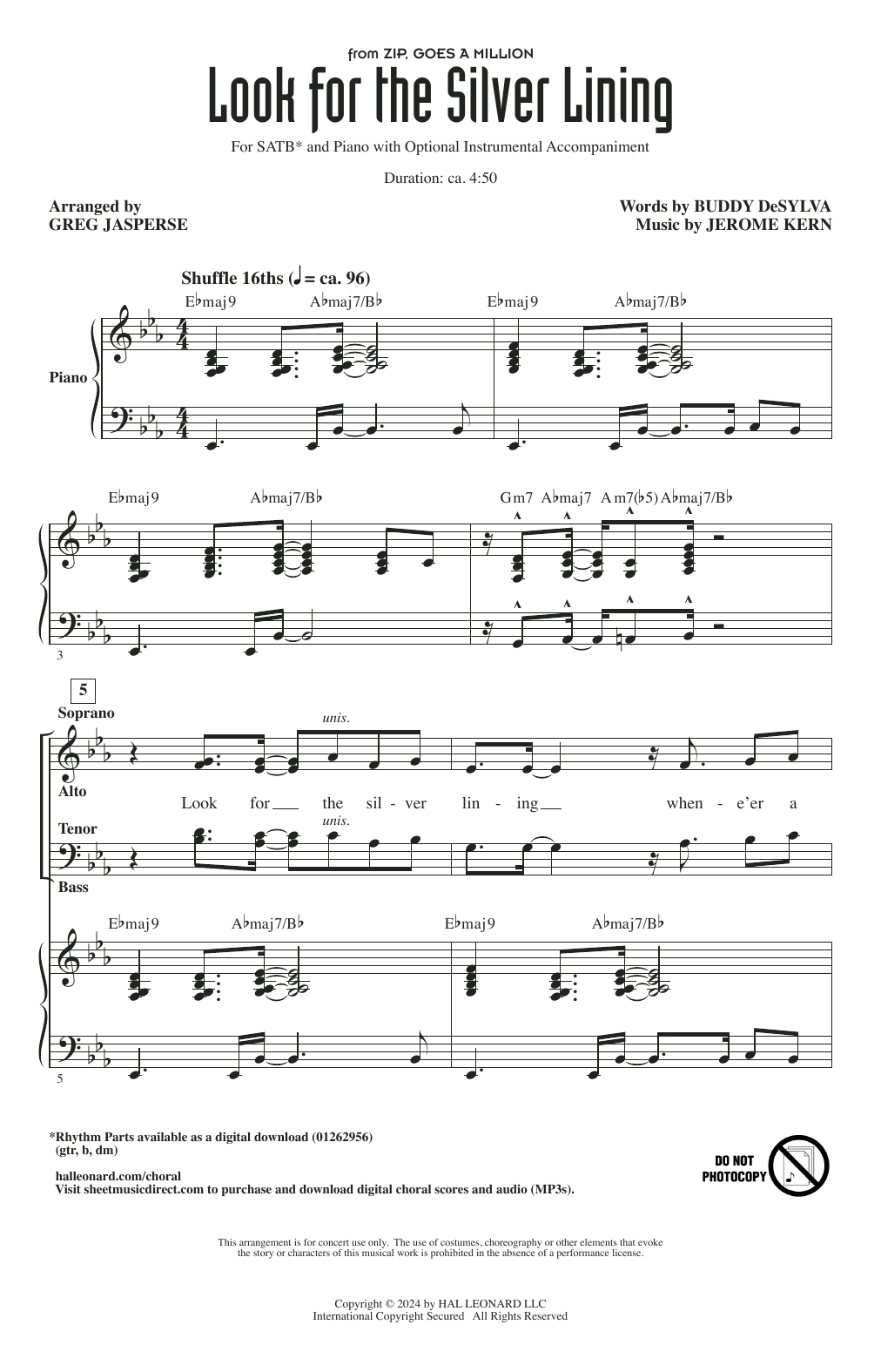 Buddy DeSylva & Jerome Kern Look For The Silver Lining Sheet Music Notes & Chords for SATB Choir - Download or Print PDF Buddy DeSylva & Jerome Kern Look For The Silver Lining Sheet Music Notes & Chords for SATB Choir - Download or Print PDF