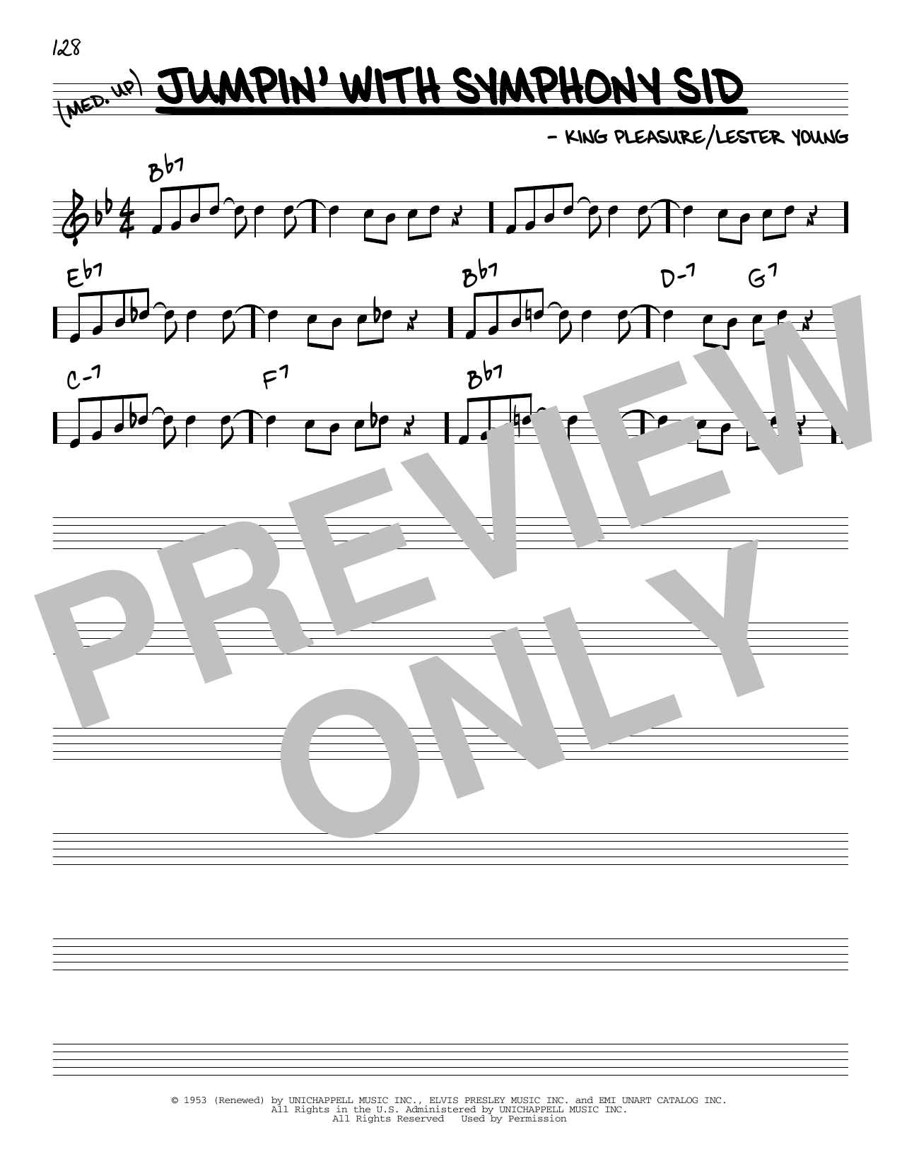 Buddy Feyne Jumpin' With Symphony Sid Sheet Music Notes & Chords for Melody Line, Lyrics & Chords - Download or Print PDF