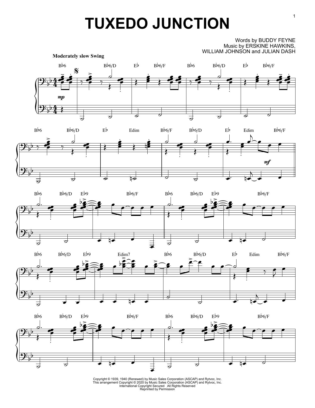 Buddy Feyne Tuxedo Junction [Jazz version] (arr. Brent Edstrom) Sheet Music Notes & Chords for Piano Solo - Download or Print PDF