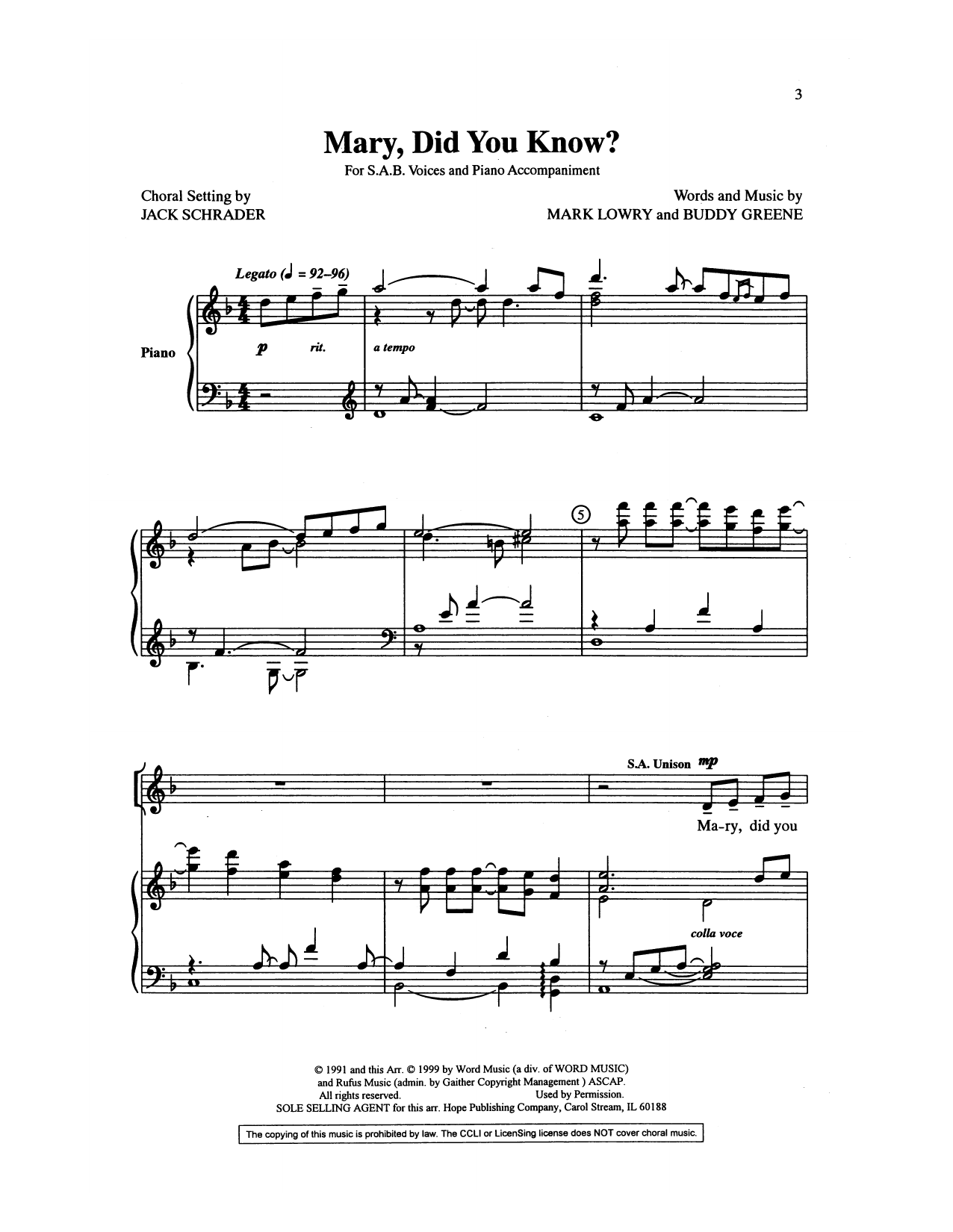 Buddy Greene Mary, Did You Know? (arr. Jack Schrader) Sheet Music Notes & Chords for Choir - Download or Print PDF